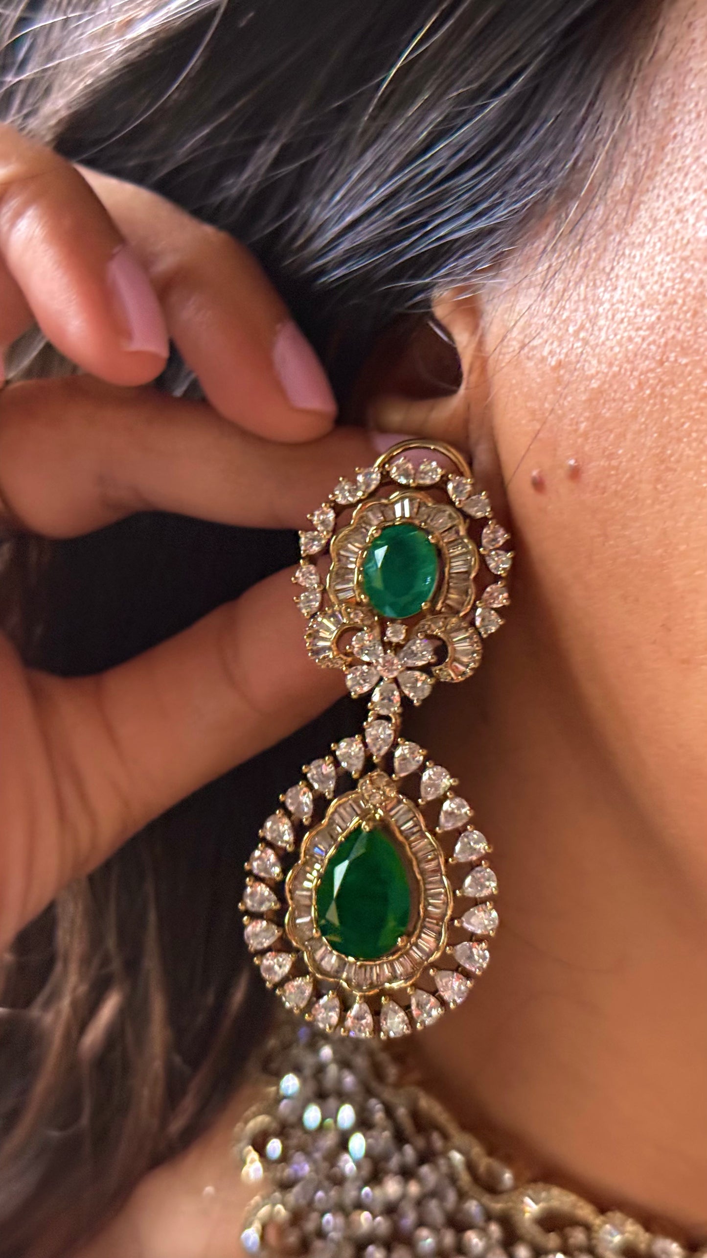 Emerald cz diamond choker Necklace