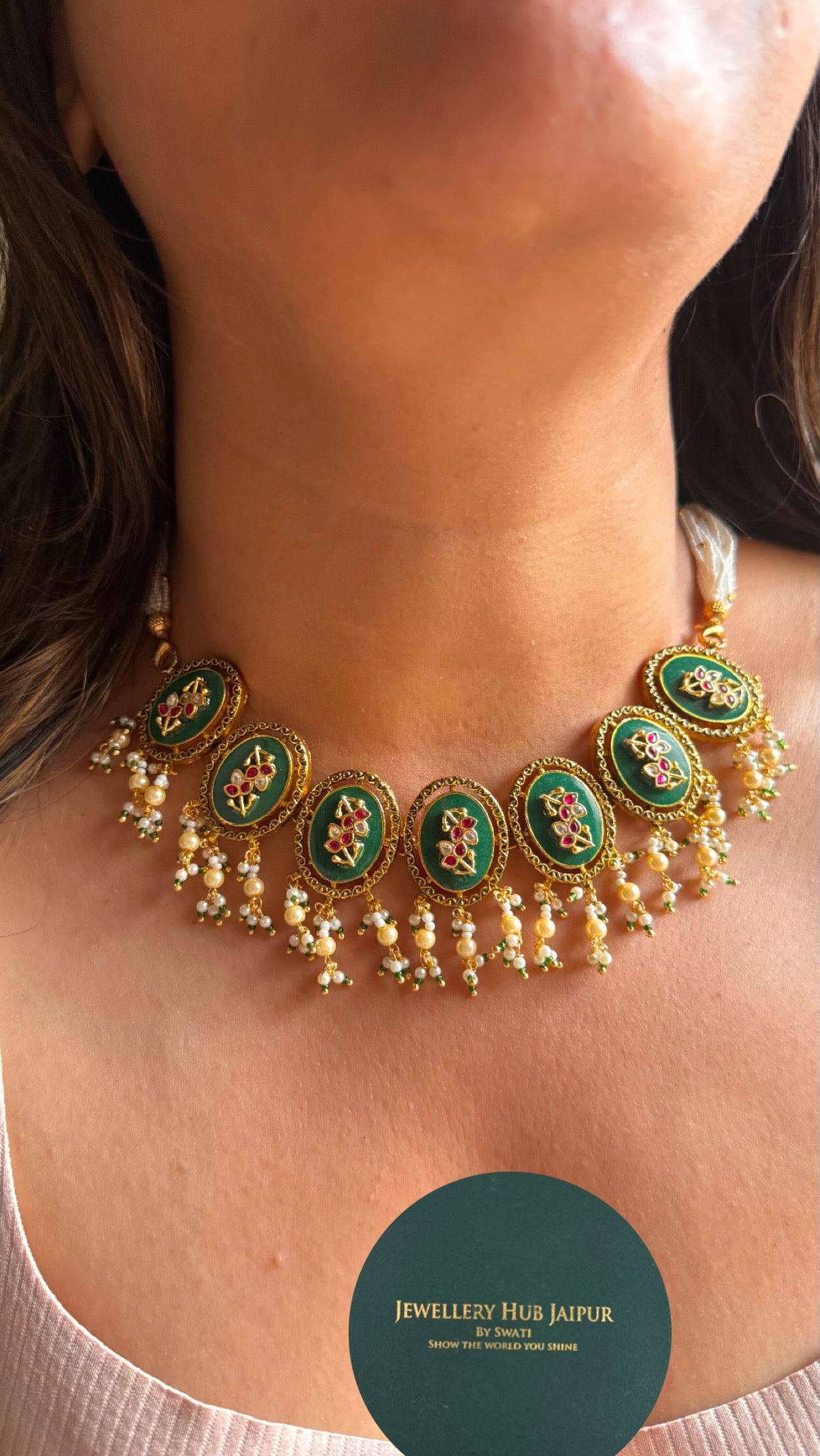 Emerald Meera choker necklace