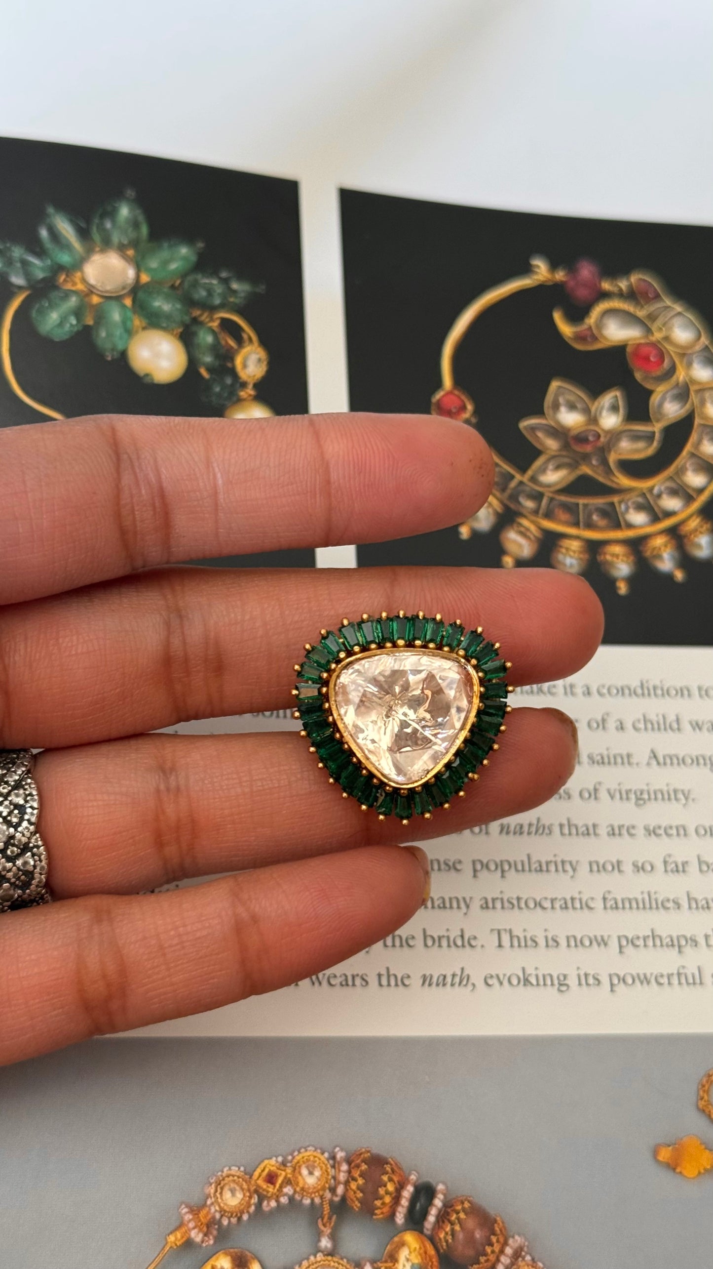 Emerald uncut polki takkar work ring