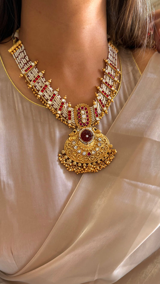 Ruby Rajwada collar necklace with earrings