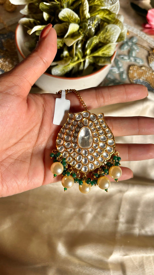 Polki pearl maangtika