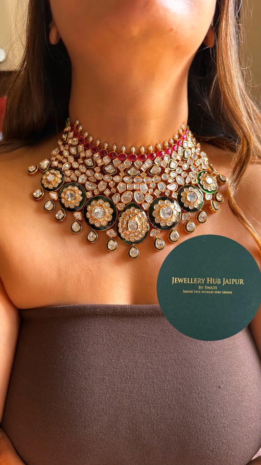 Bombay Polki moissanite choker necklace set
