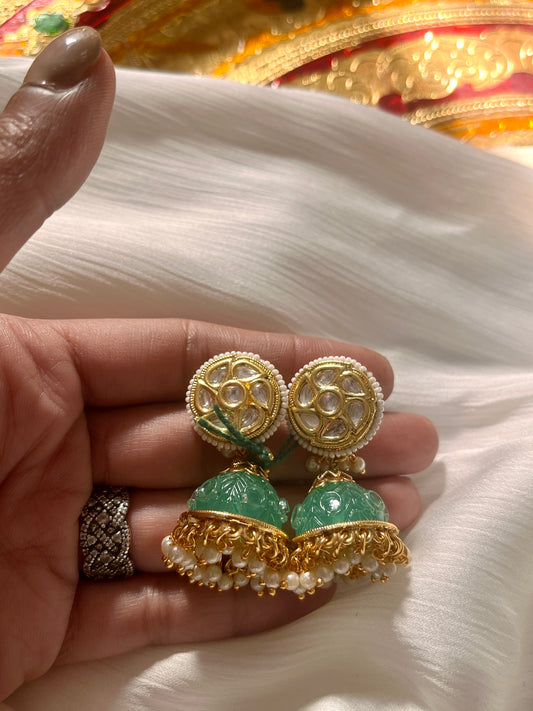 Minimalist mint jhumkis