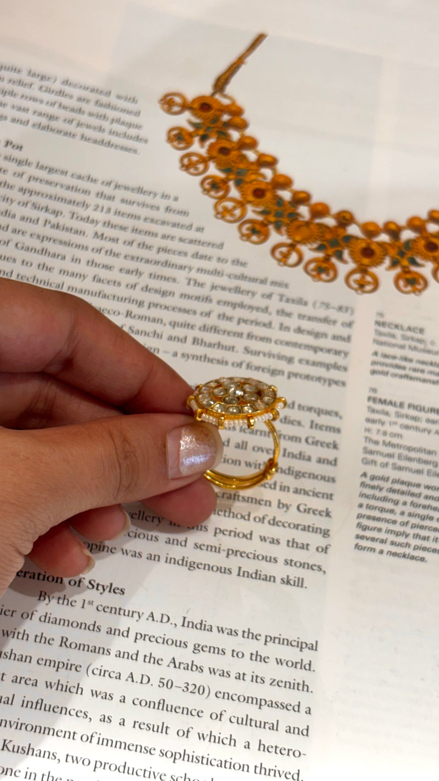 Paachi Kundan floral round ring