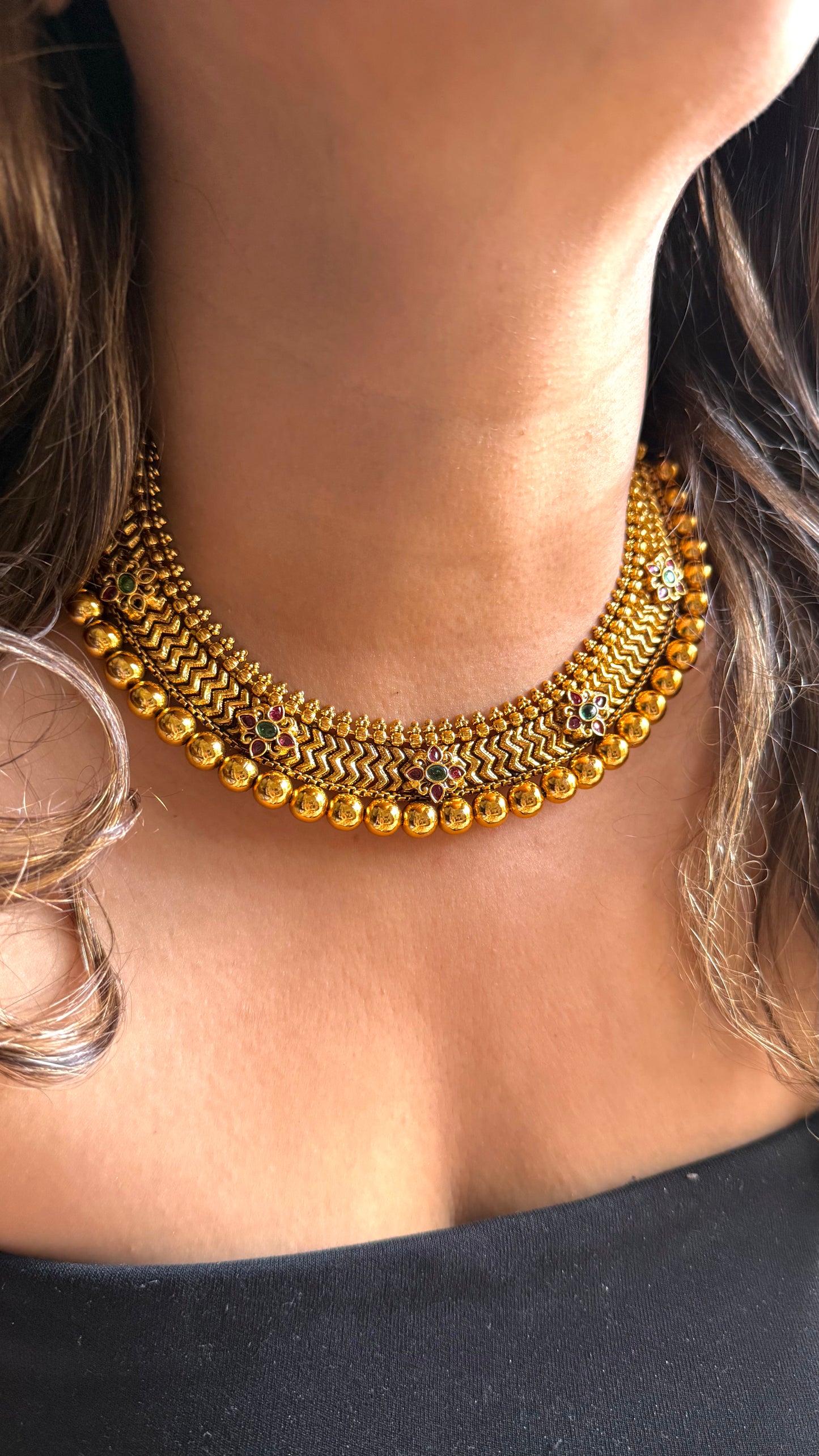 Maharashtra gold inlay necklace