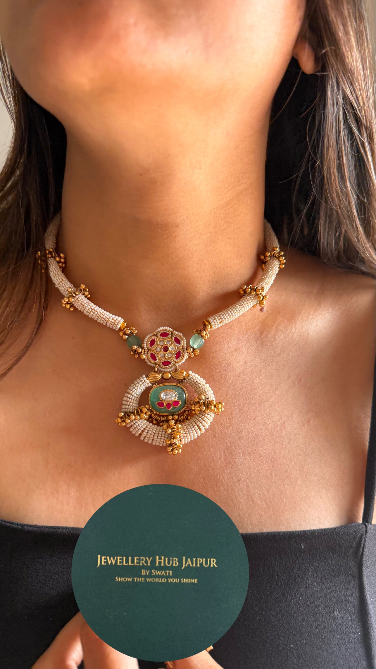 Heritage rajwadi evergreen floral necklace