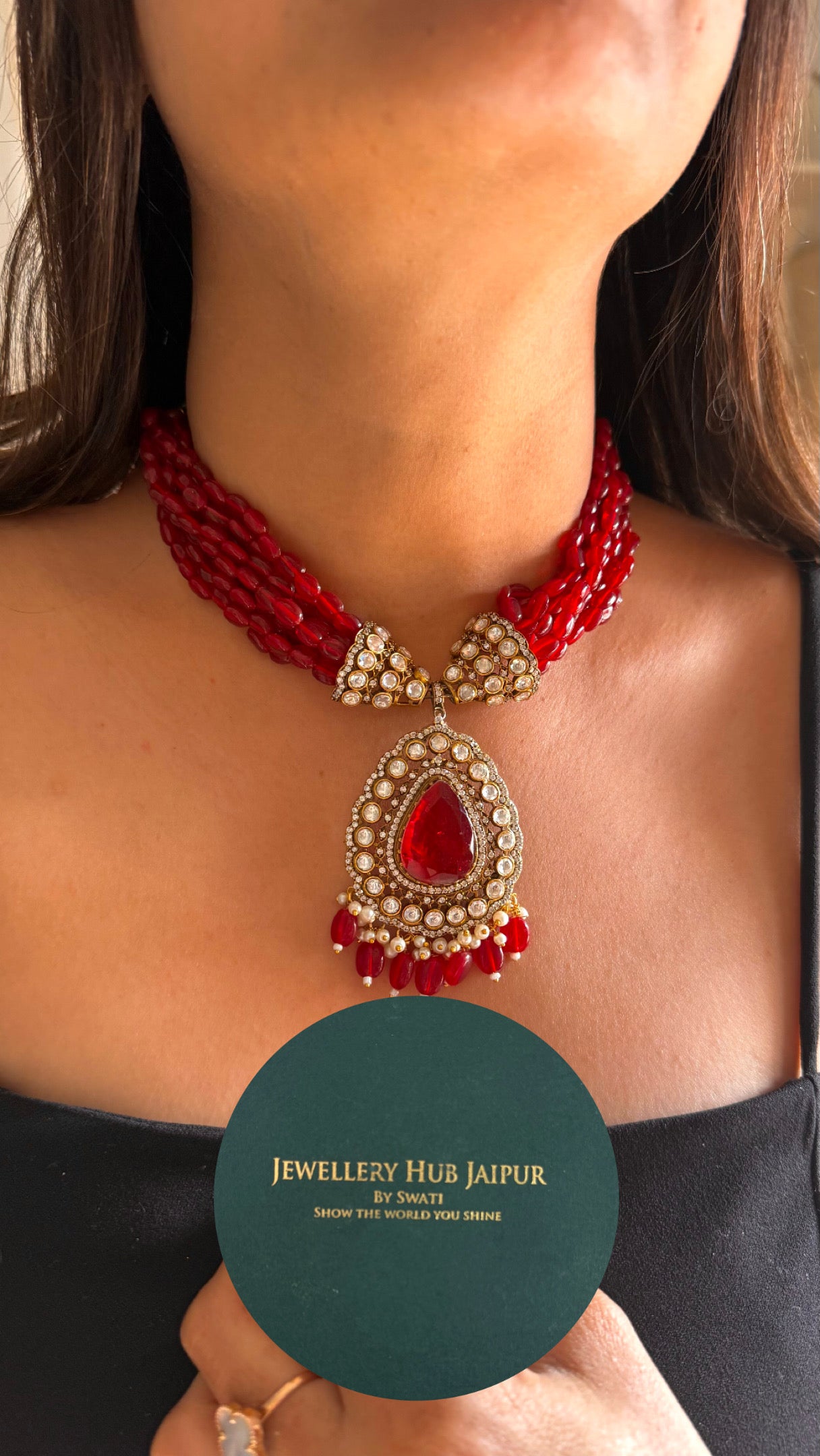 Ruby cocktail doublet necklace