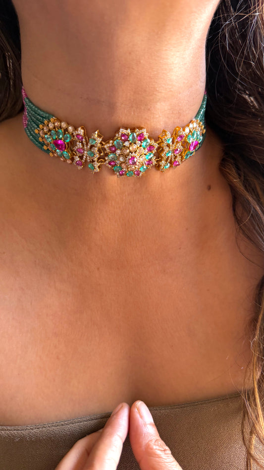 Swarovski stone floral choker Necklace