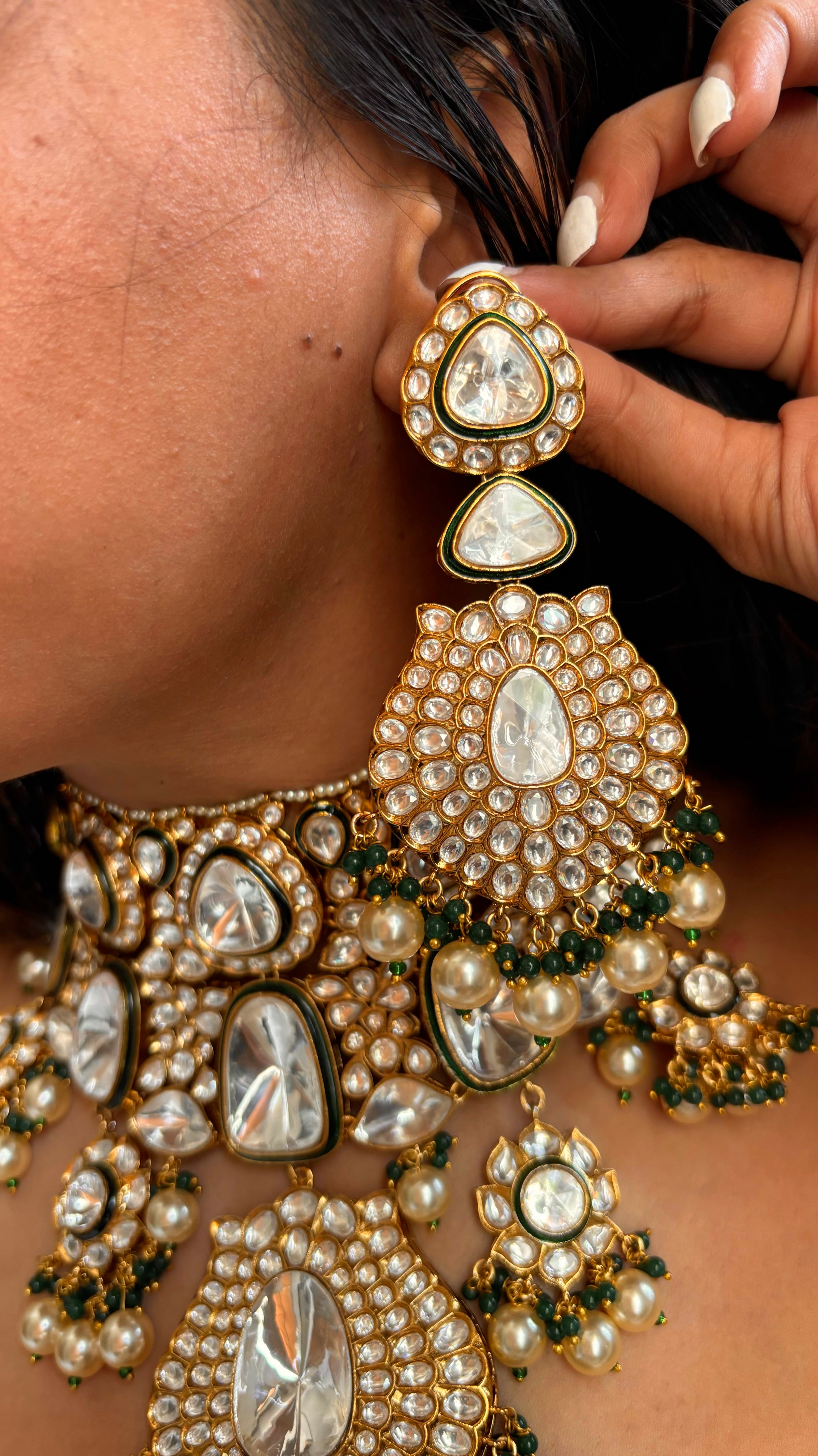 Real uncut polki maharani necklace