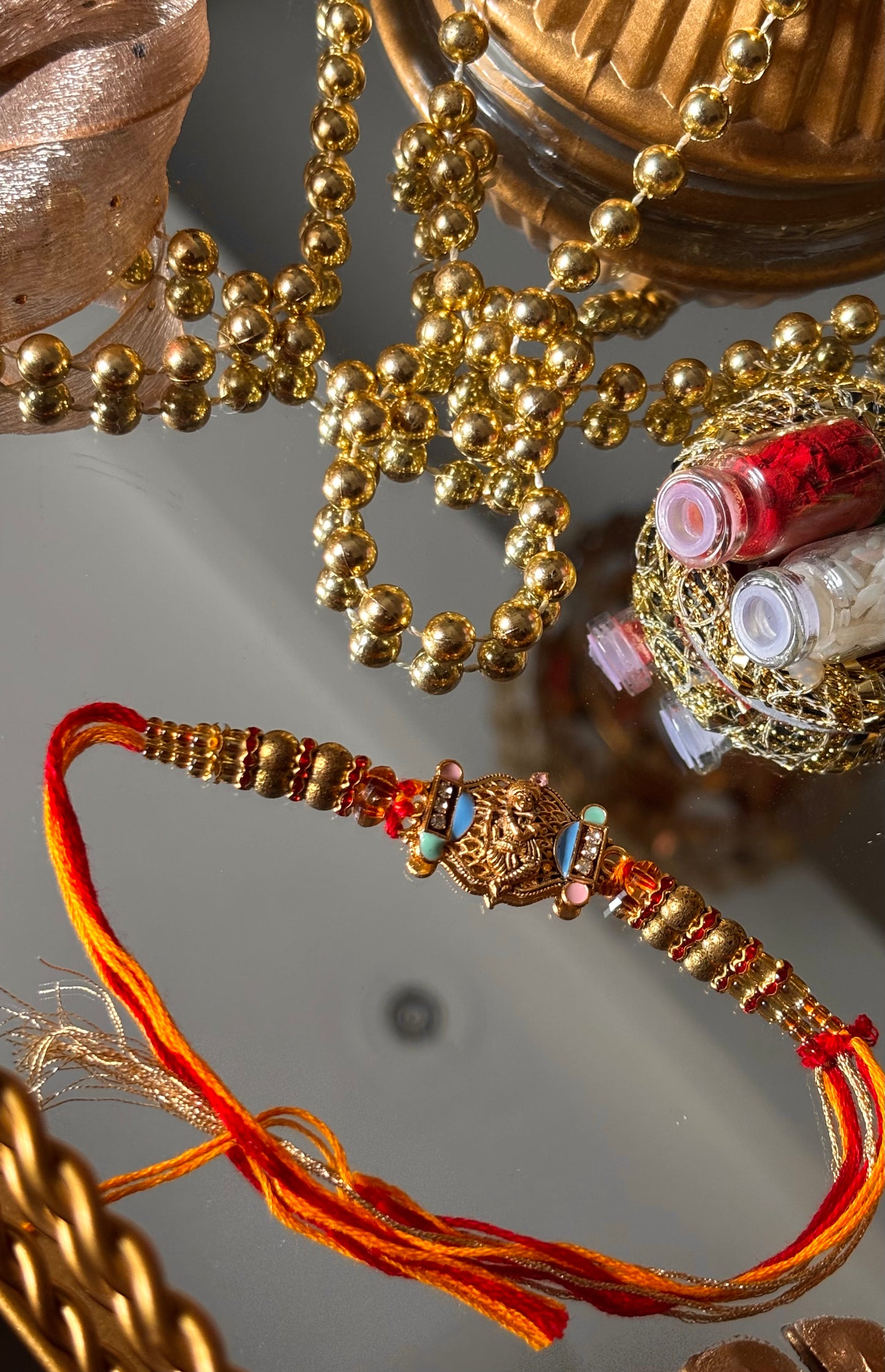 Lord Krishna inspired heritage rakhi ( shipping will be extra )