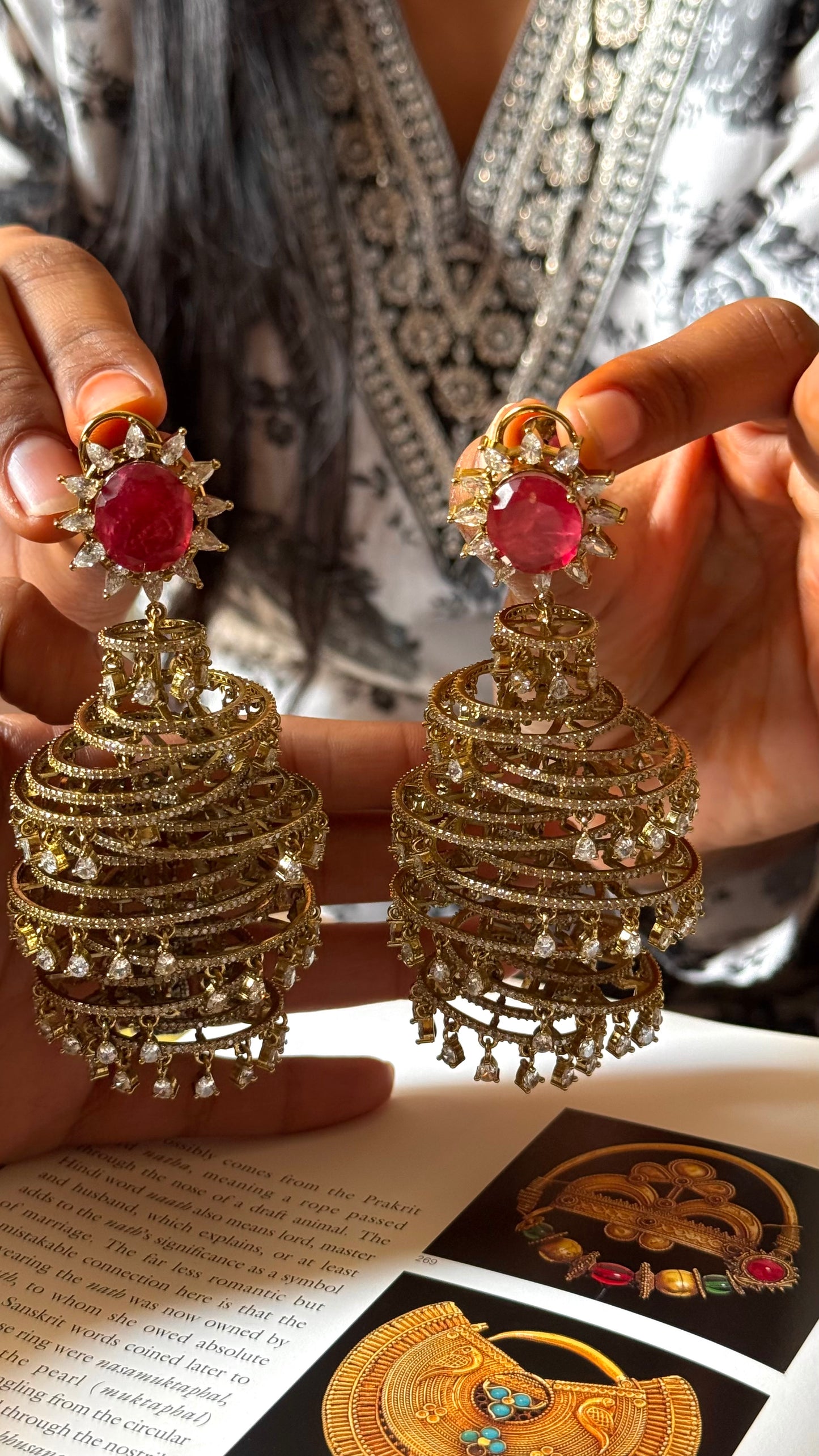 Ruby rain drop designer cocktail danglers