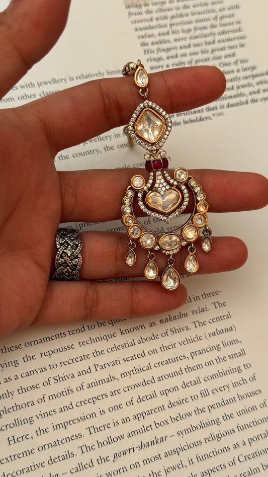 ruby uncut polki victorian Maangtikka