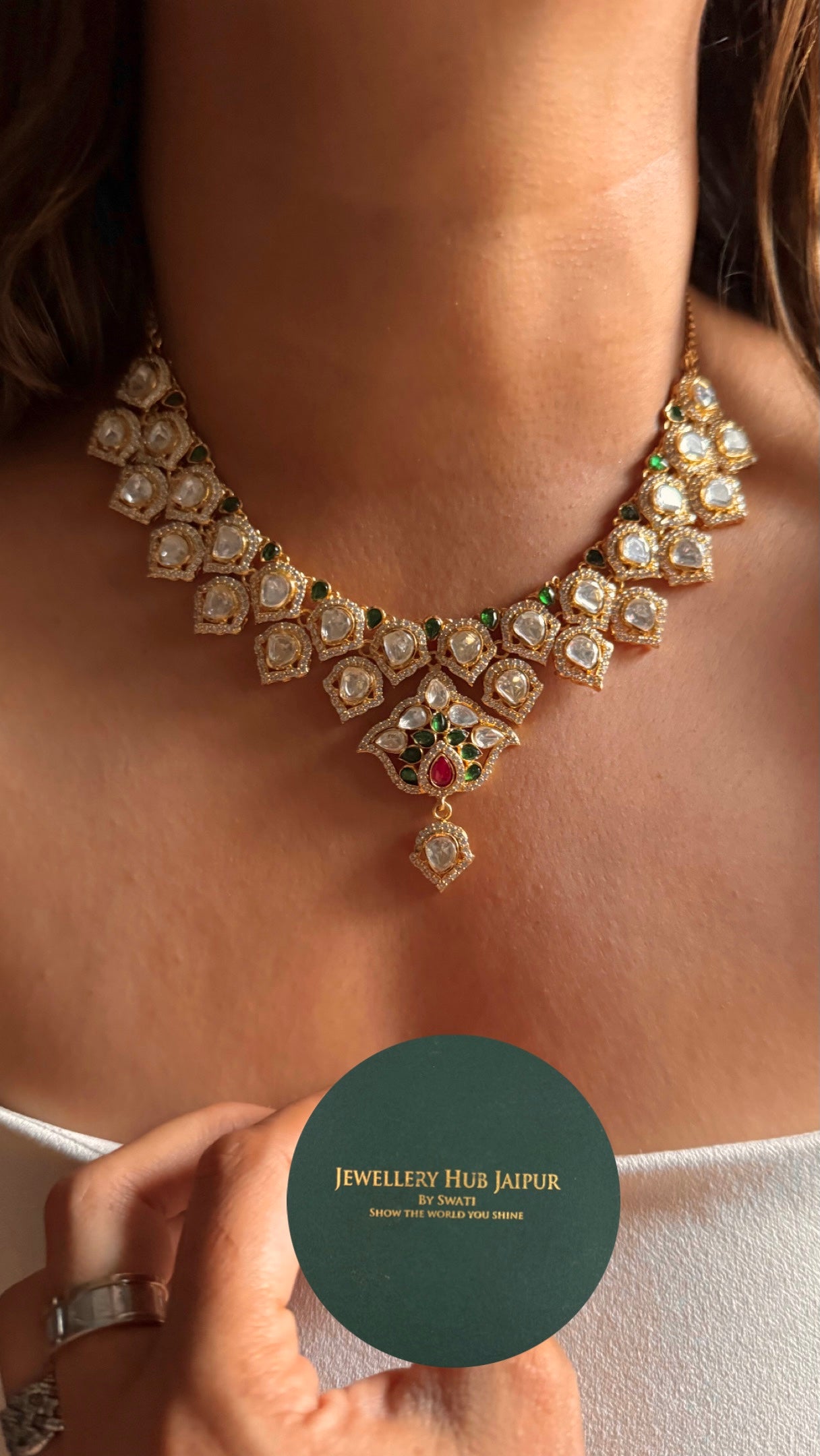 Real moissanite paan kundan Necklace