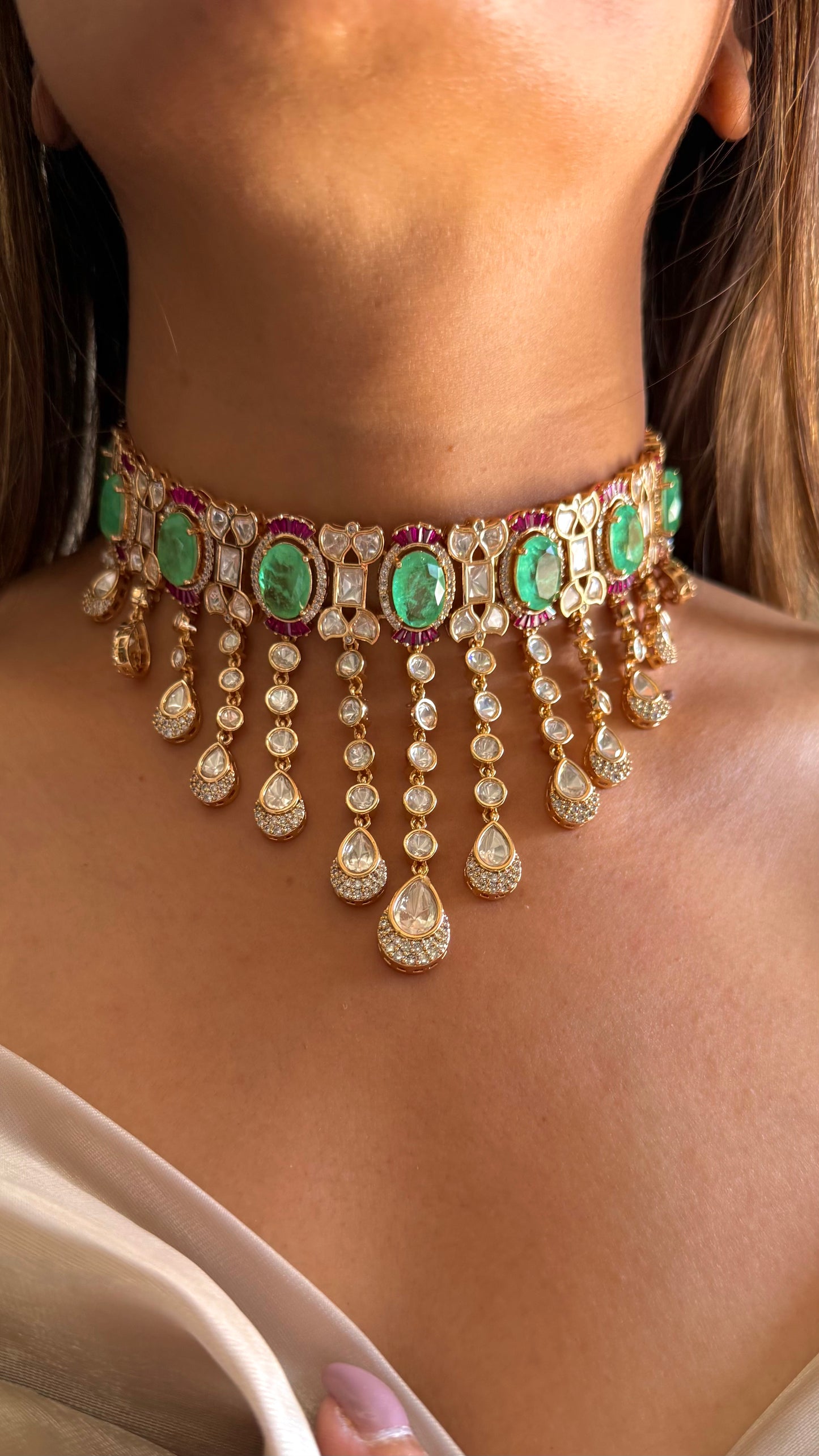 Prithika Choker mint necklace with earrings