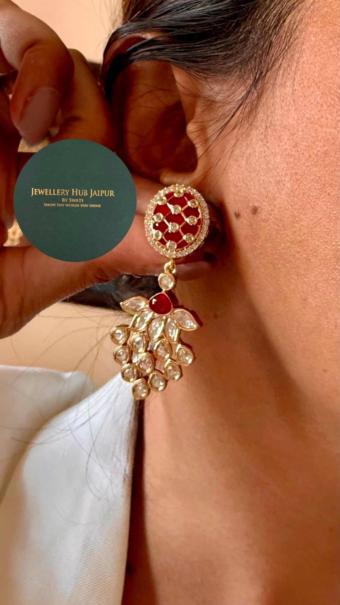 Ruby moissanite polki choker set