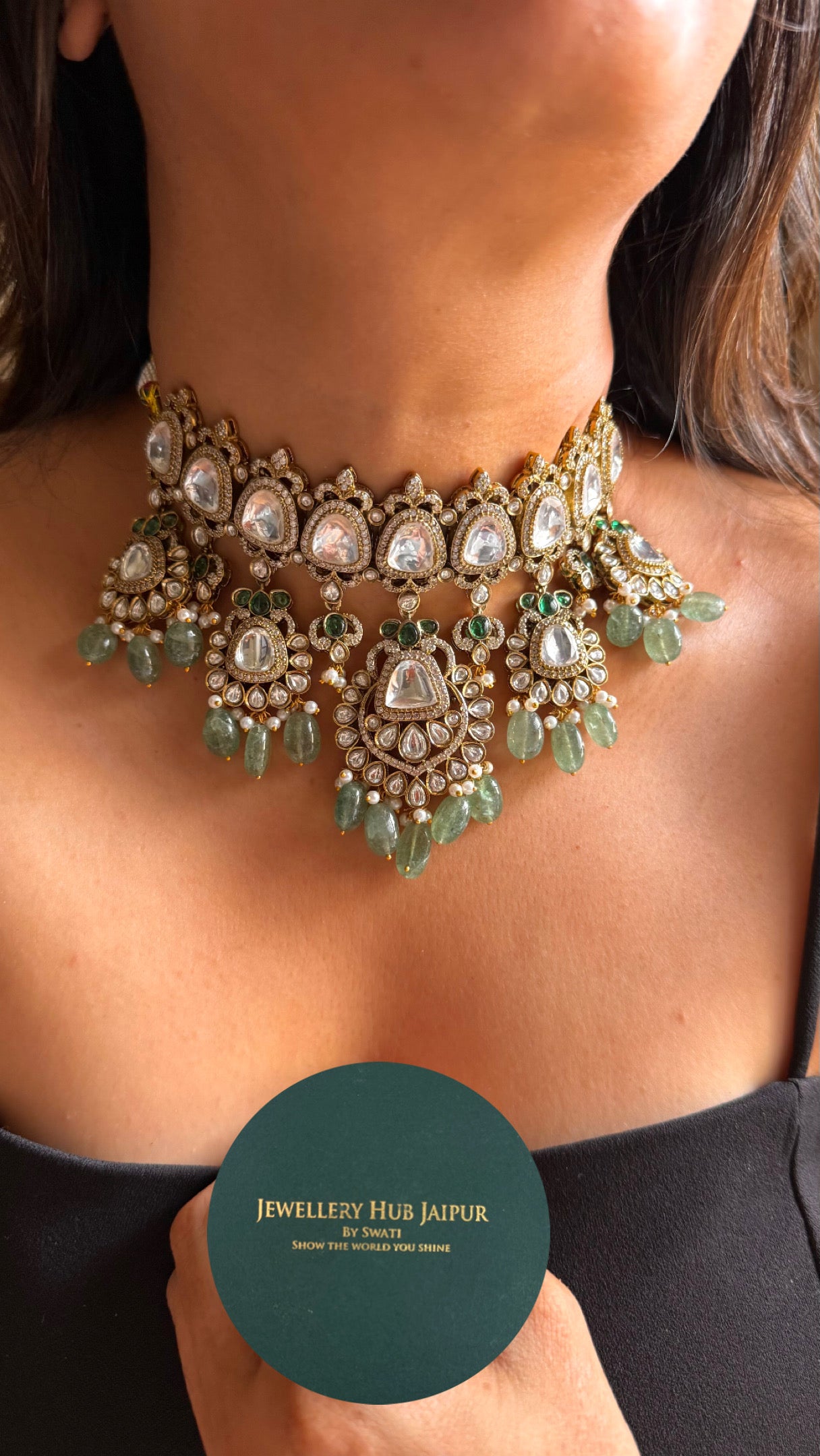 Bridal asia with real mint strawberry drops Necklace