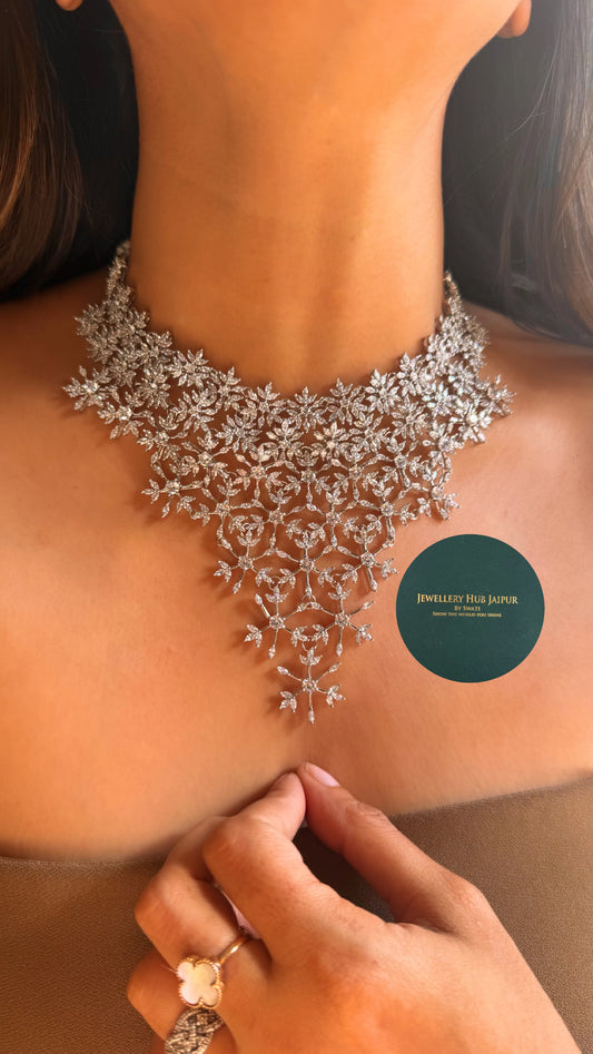 Diamond Designer rhodium Sparkle necklace