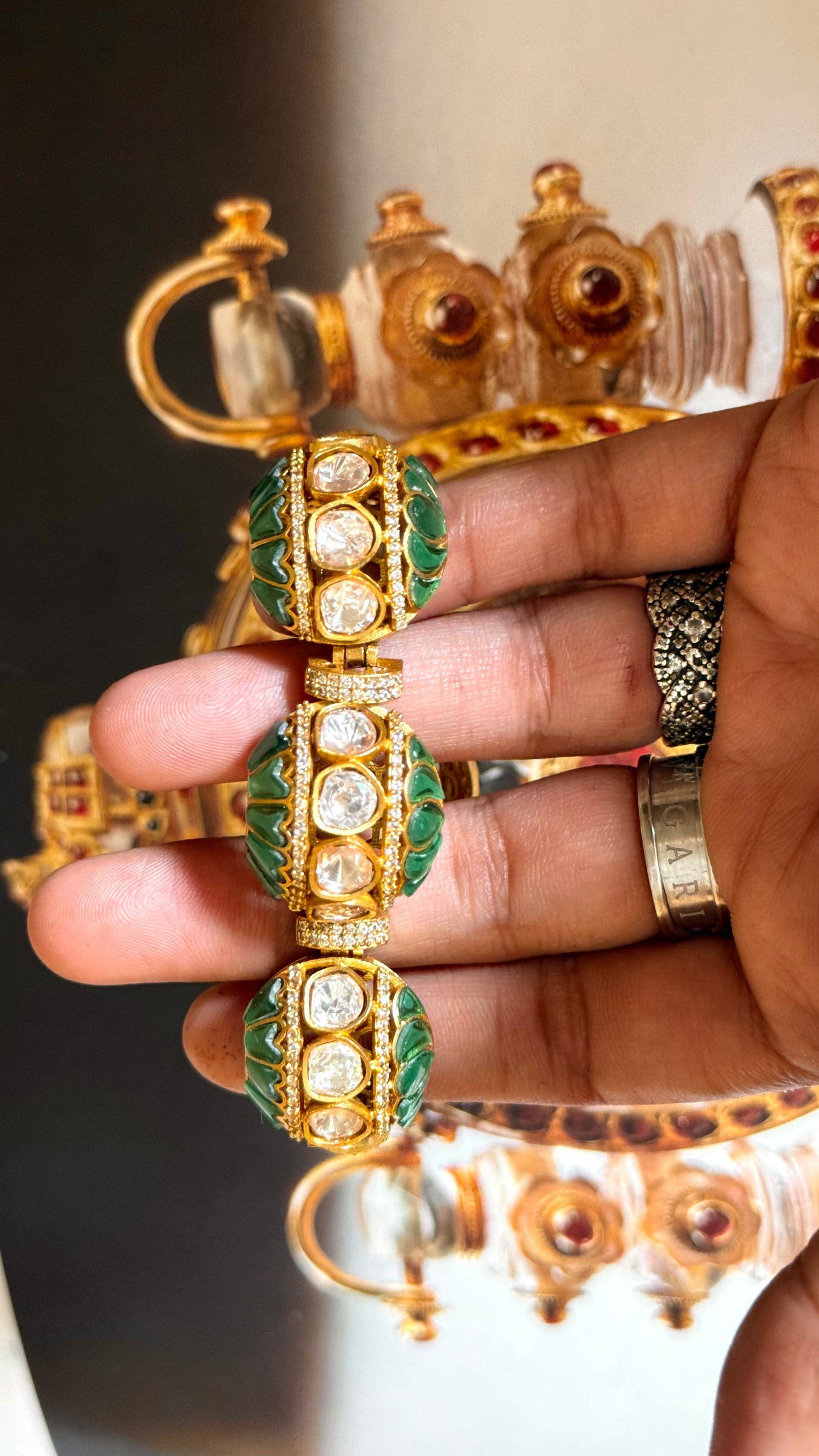 Emerald takkar real moissanite gajra style bracelet