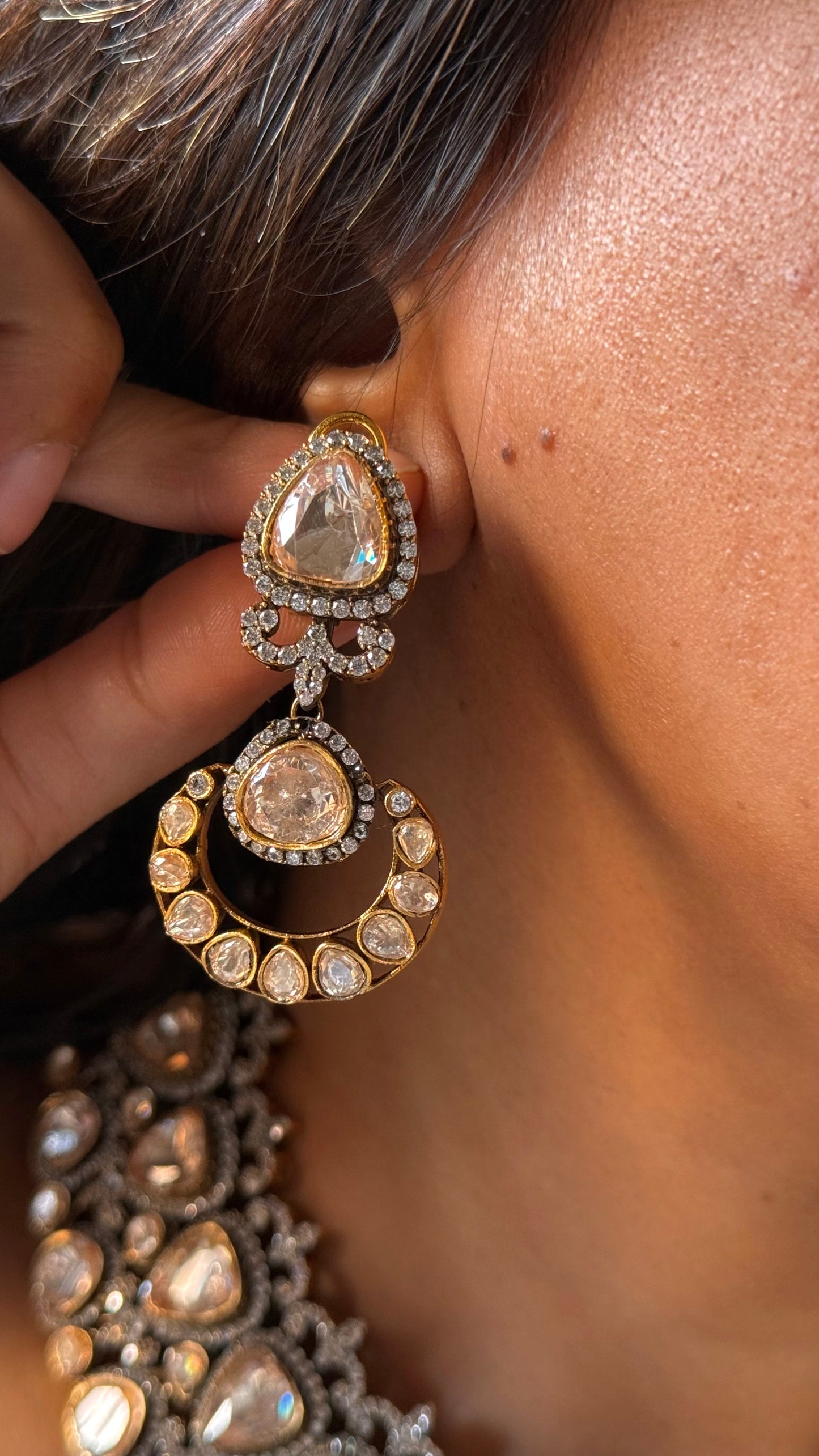 Peeli polki moissanite polki statement necklace set