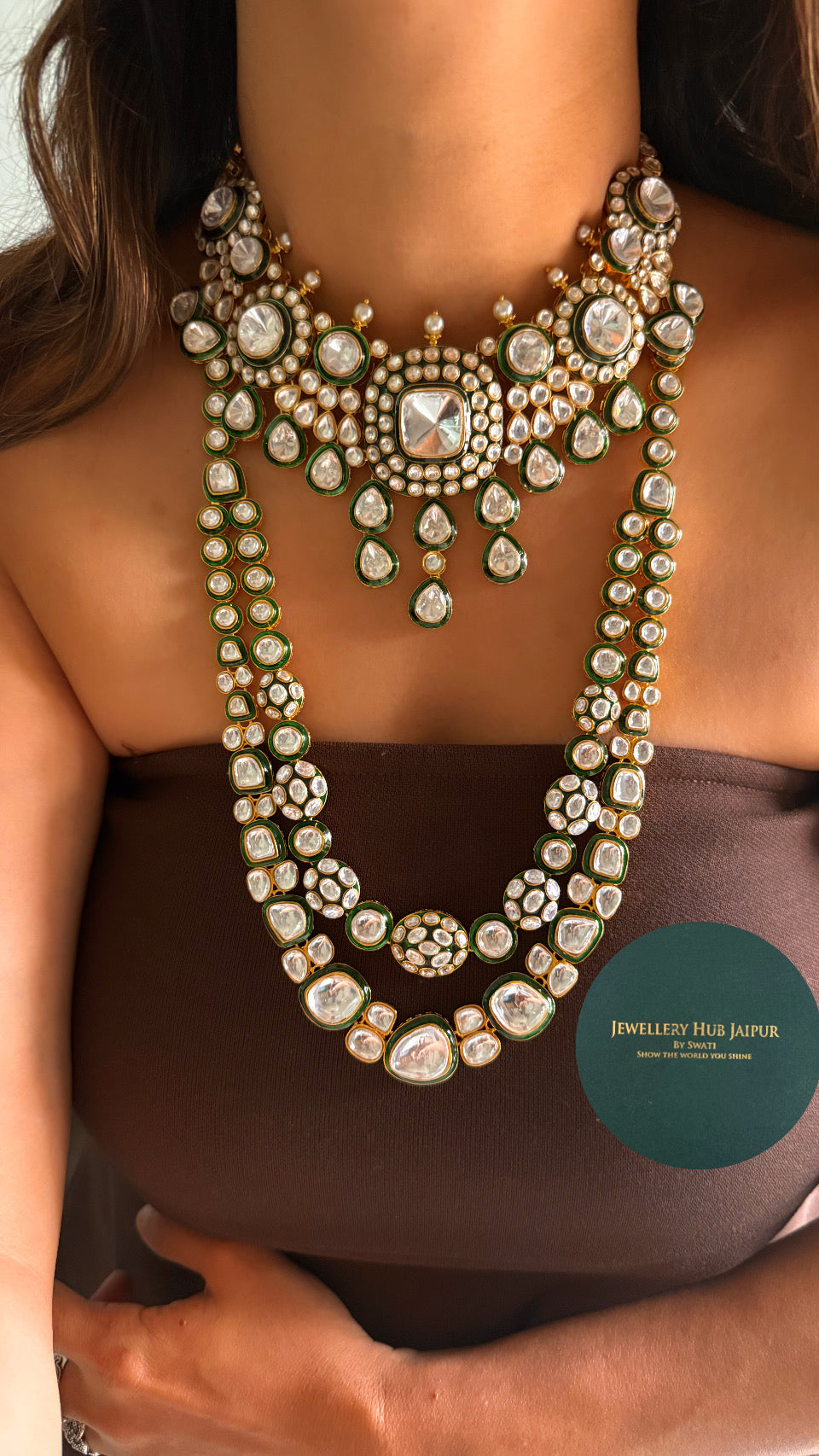 Meenakari bridal necklace layering