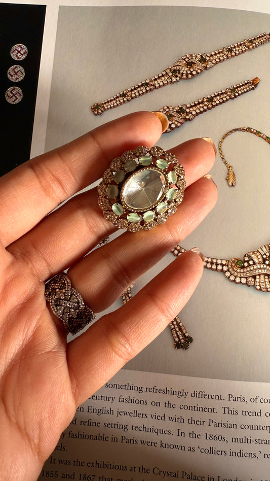 Mint moissanite adjustable ring