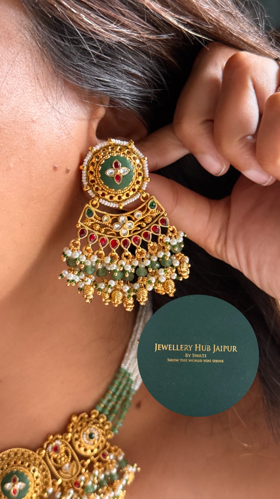 Minimal handmade heritage polki rajwada choker set
