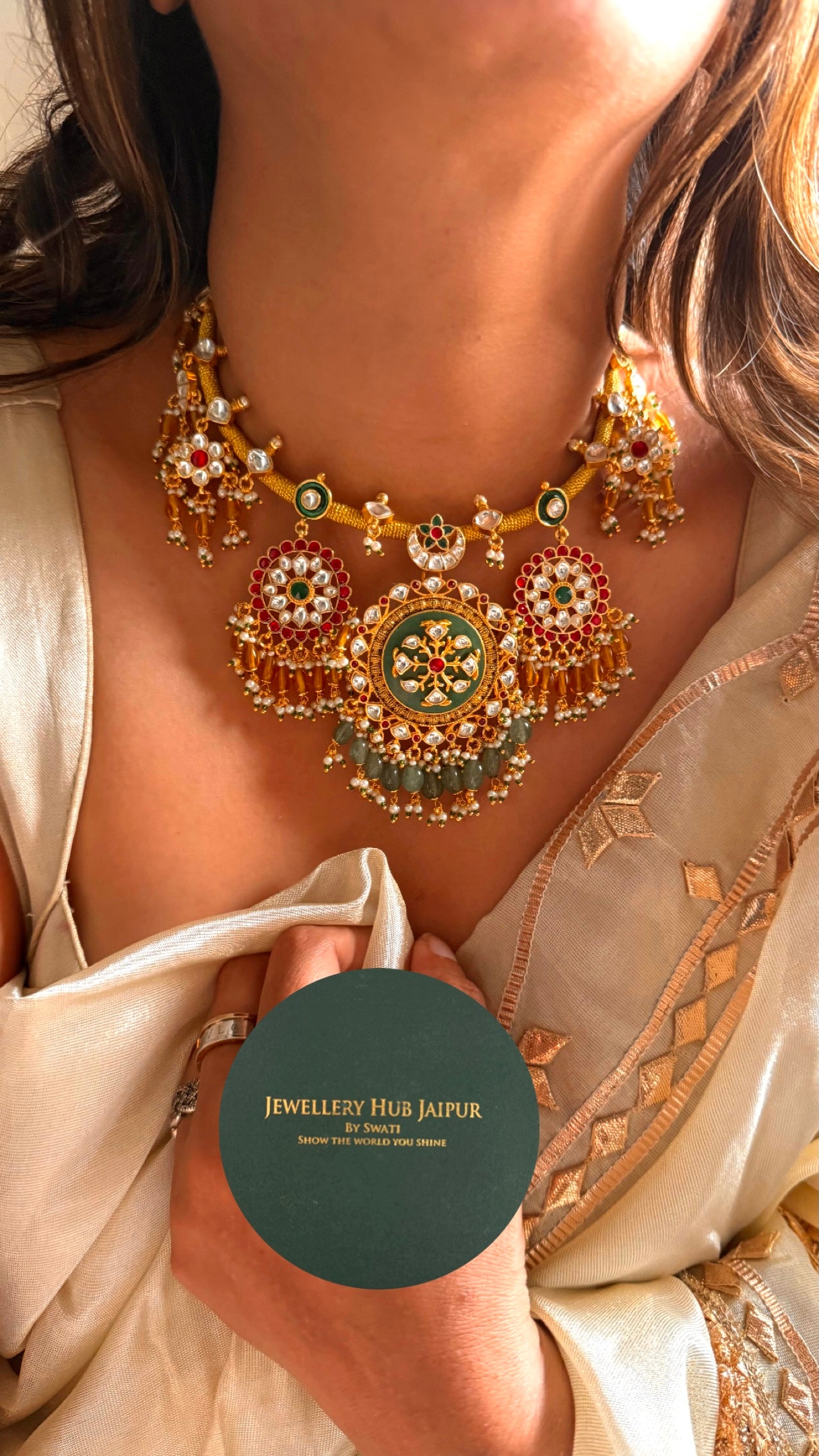 Floral inlay chand designed nakashi Necklace