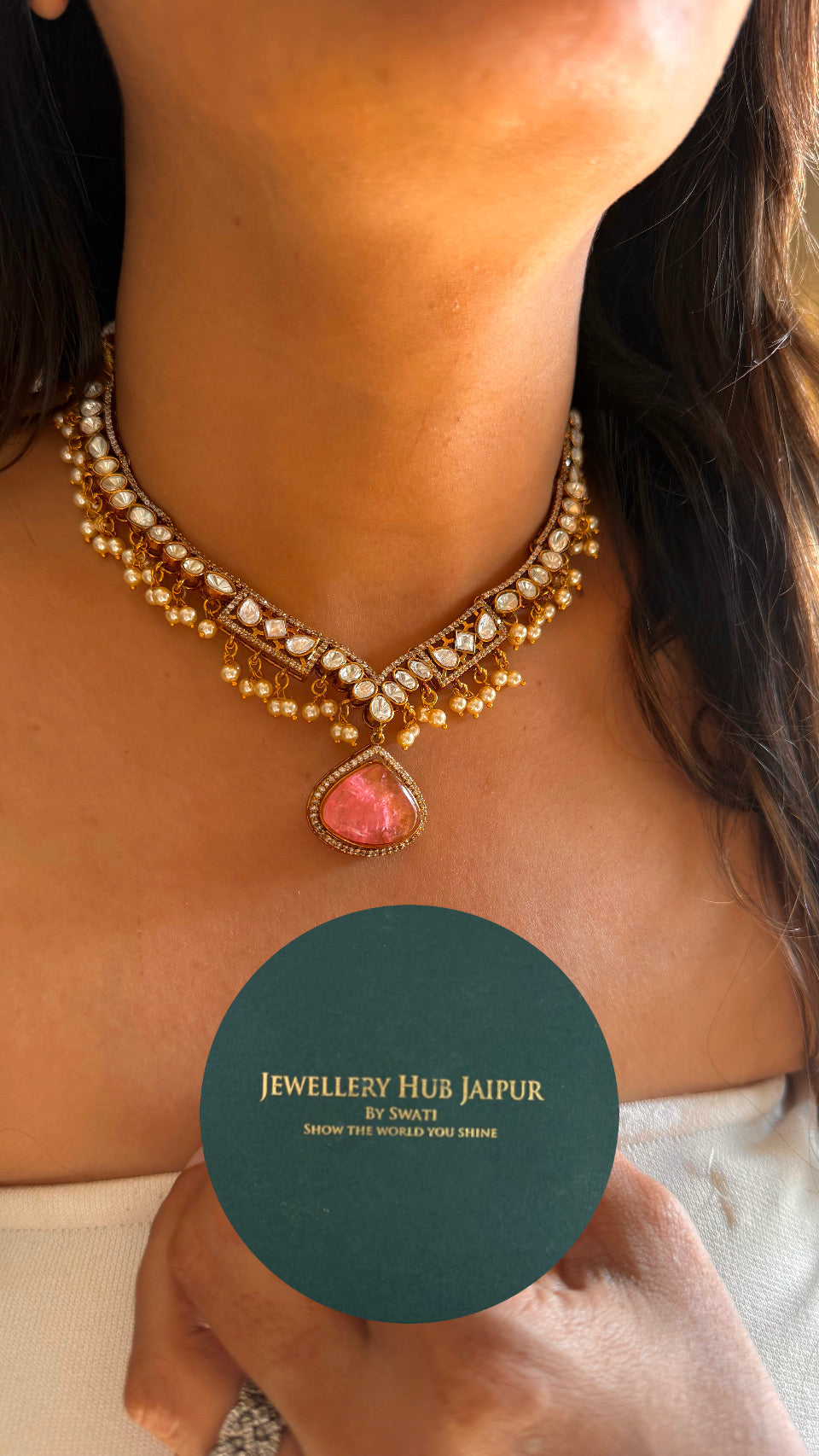 Rose quartz pearl doublet necklace