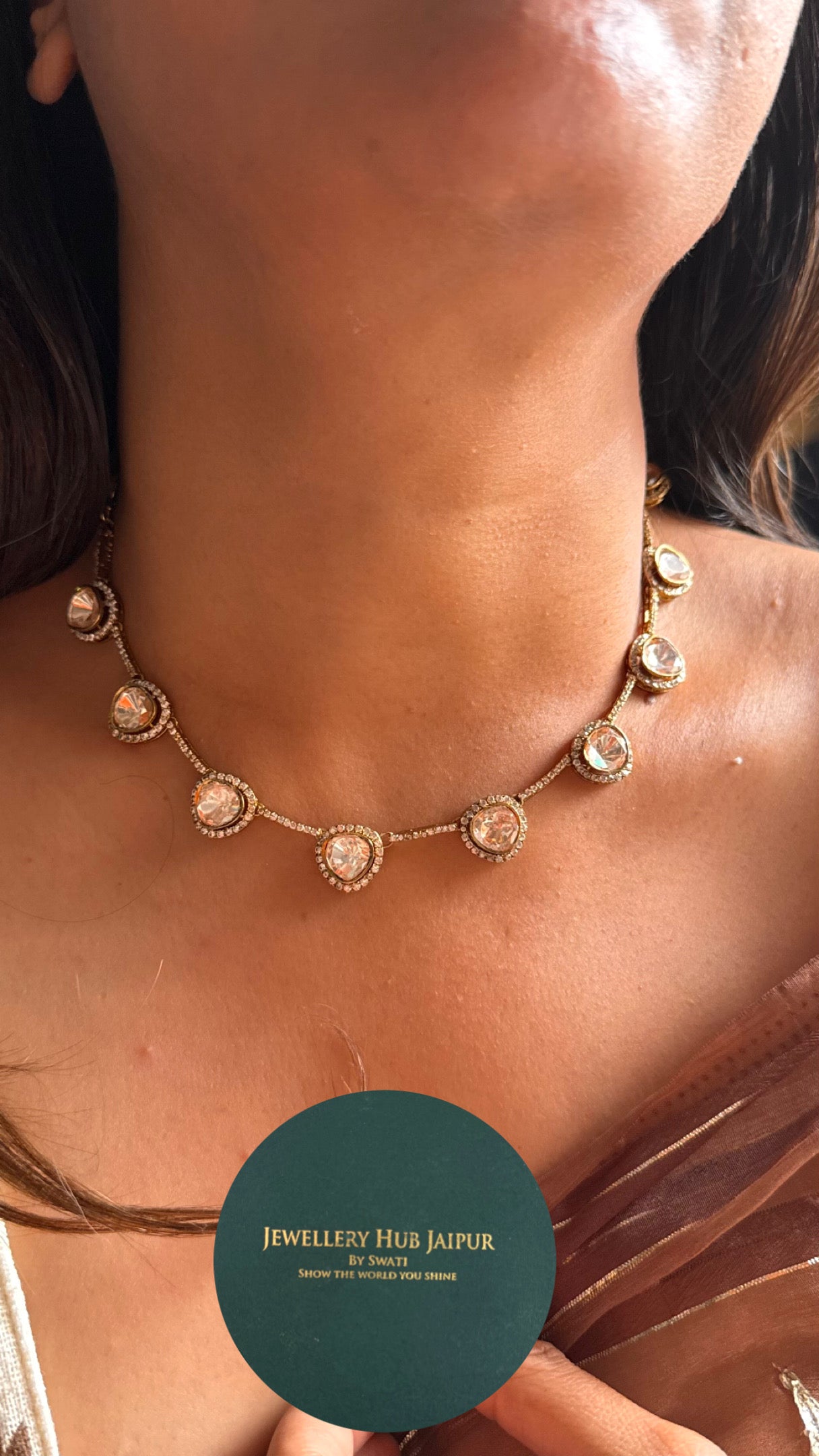 Uncut polki minimalist necklace