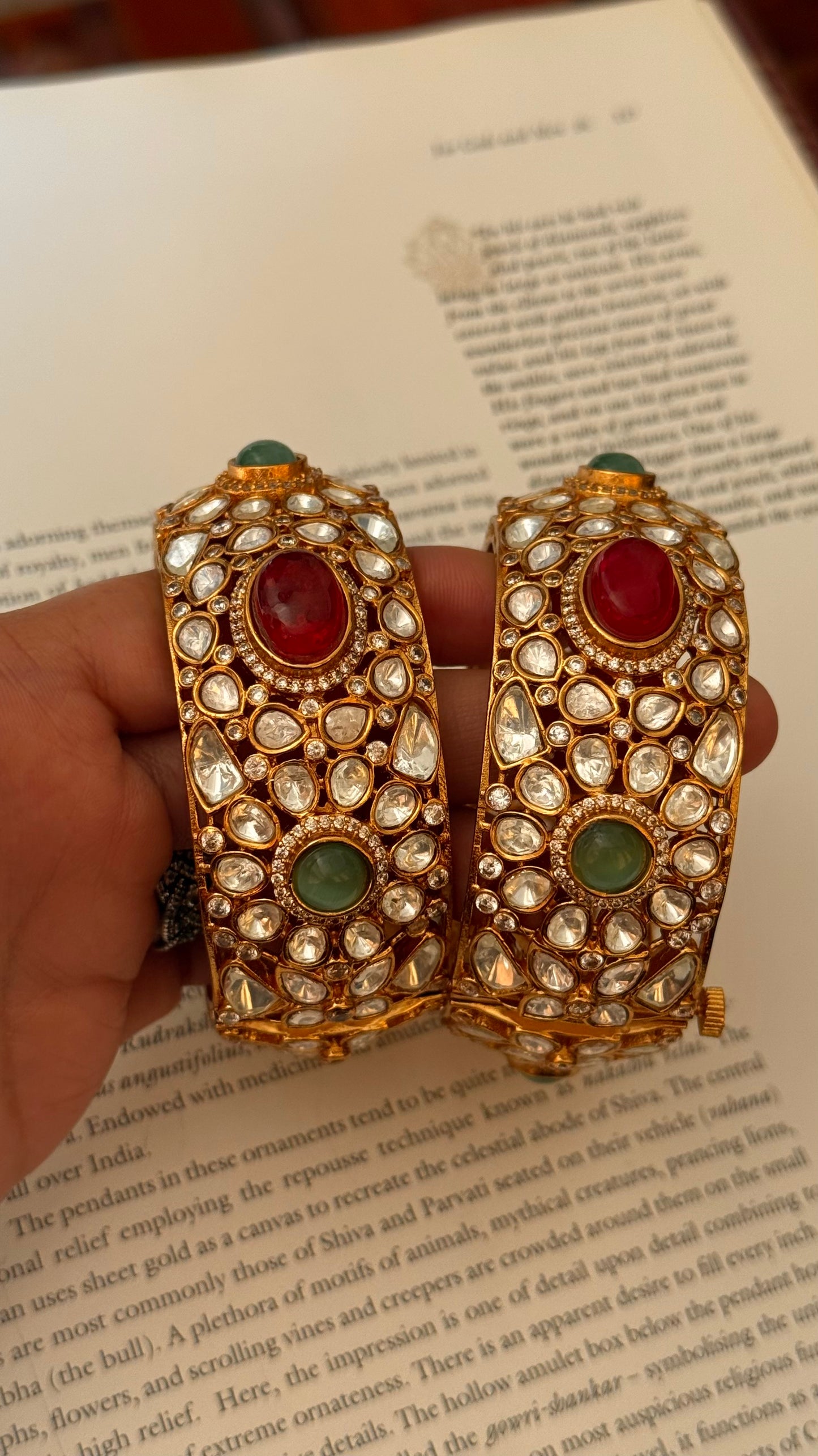 ruby and mint polki bangles