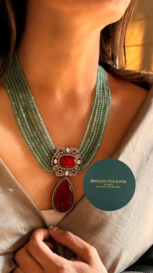 Ruby mint necklace set