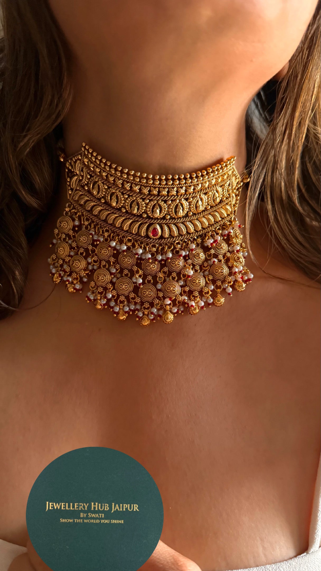 Ruby gold designer rajasthani aad Necklace