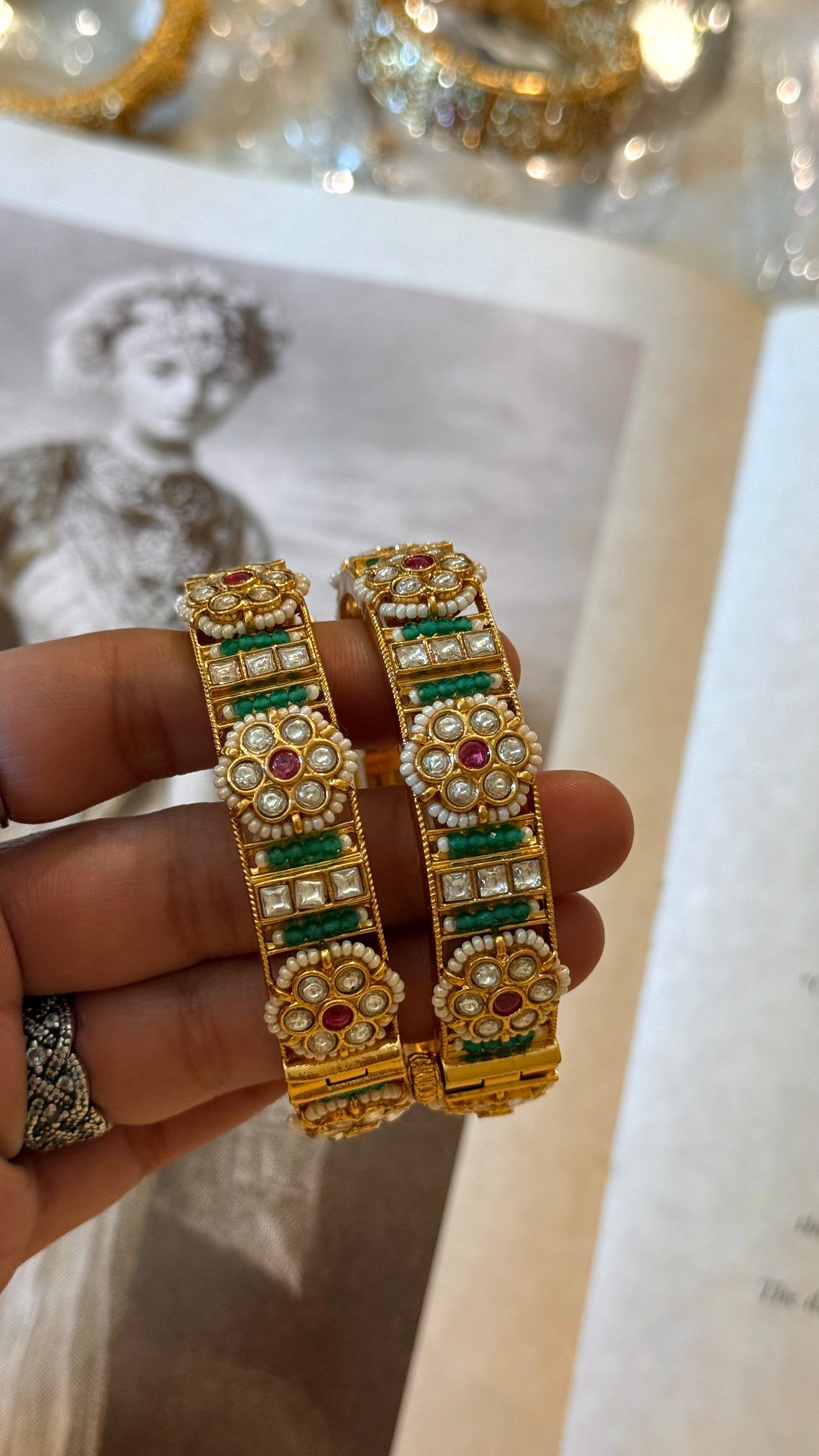 Emerald Beads floral Nakashee bangles