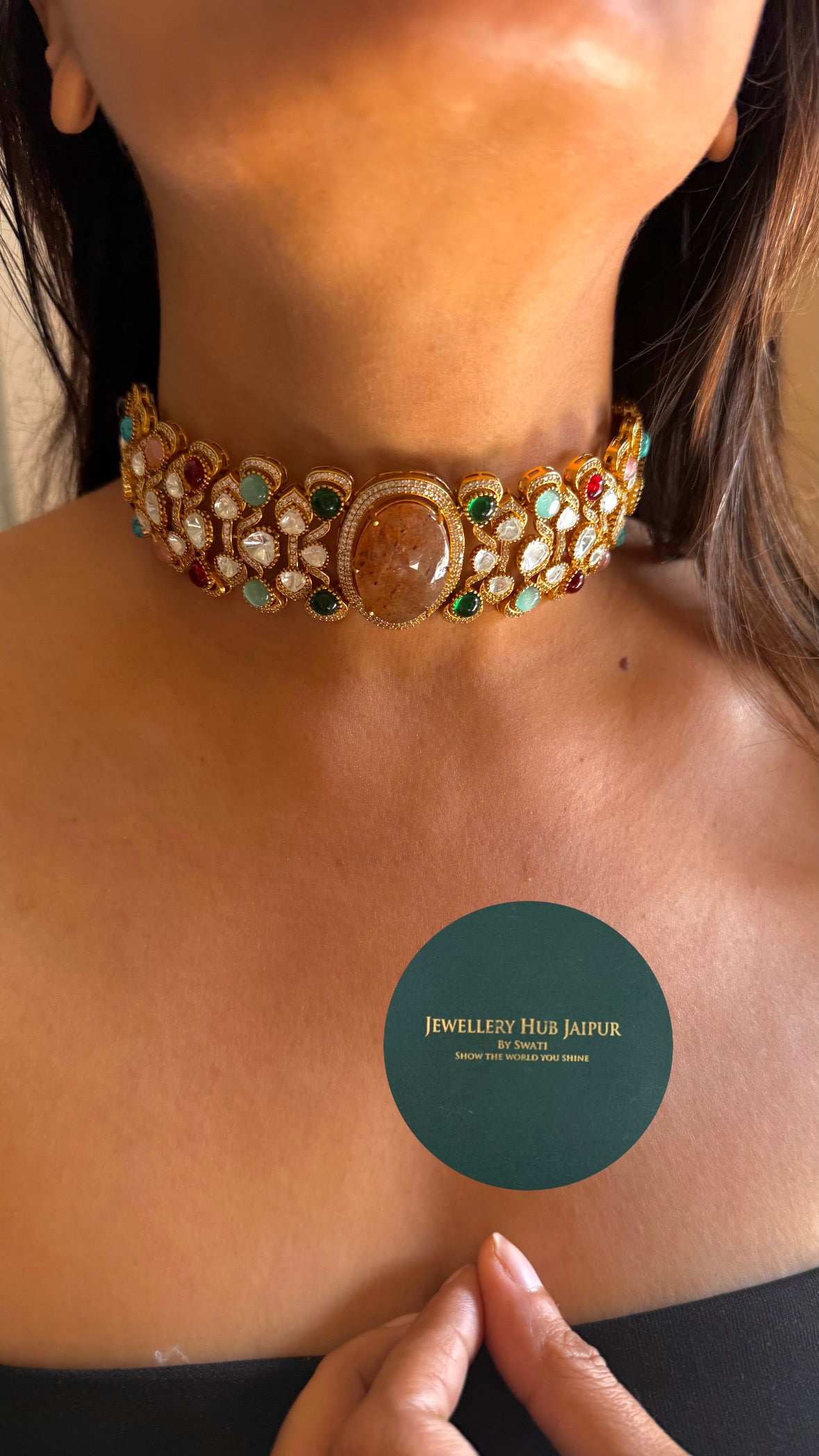 Sabyasachi inspired navratna necklace