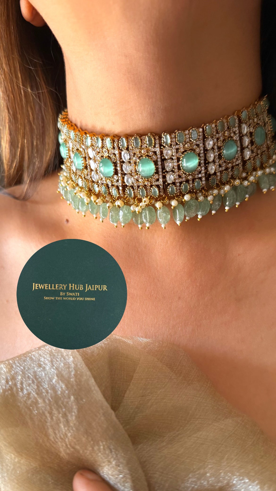 Karishma mint doublet Moissanite choker