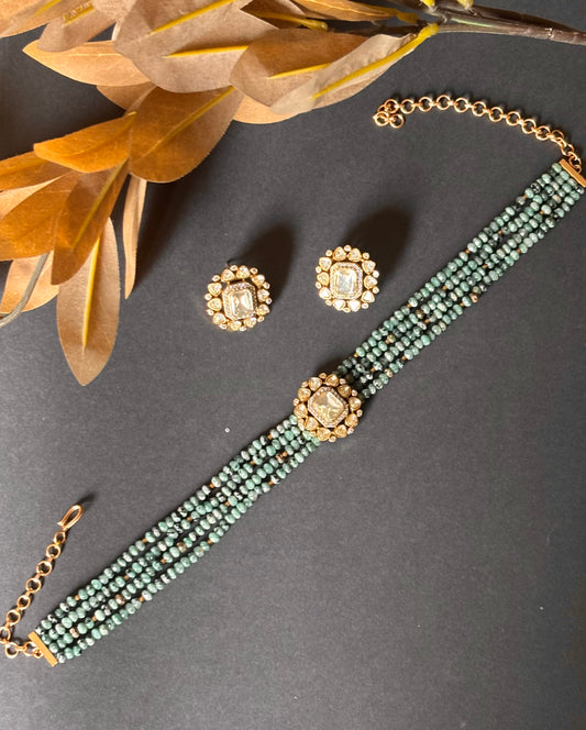Lv peeli polki colourful pearl choker Necklace