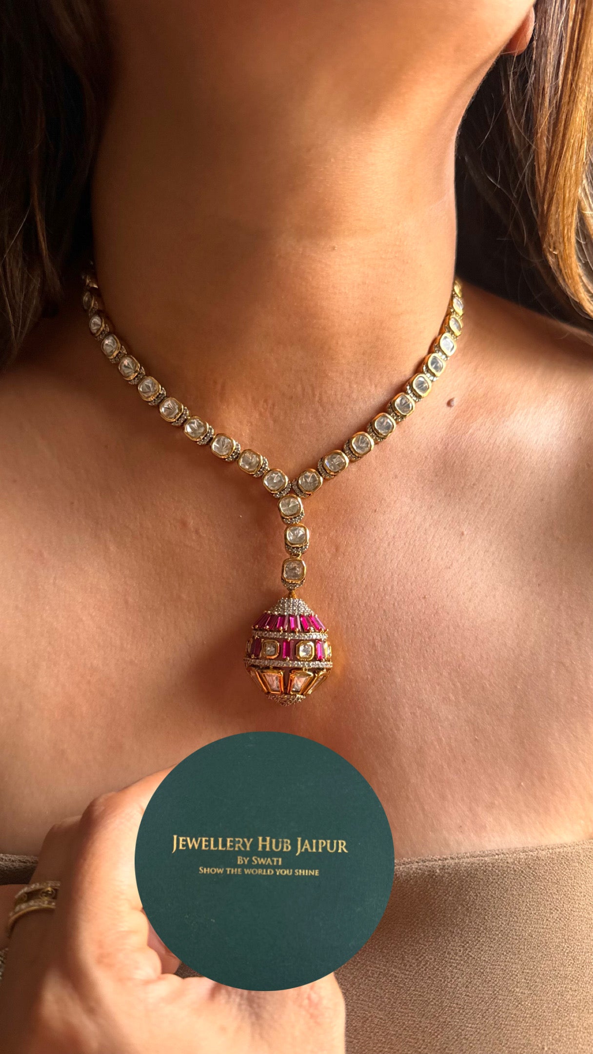 Cocktail Rani pink pendent set