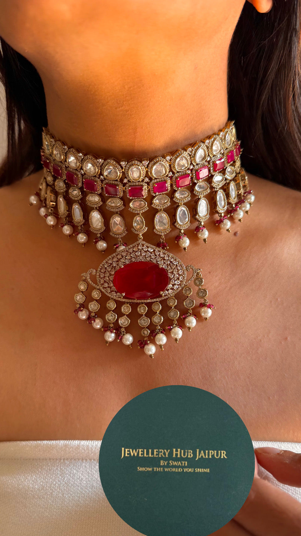 Rani Ruby polki victorian necklace