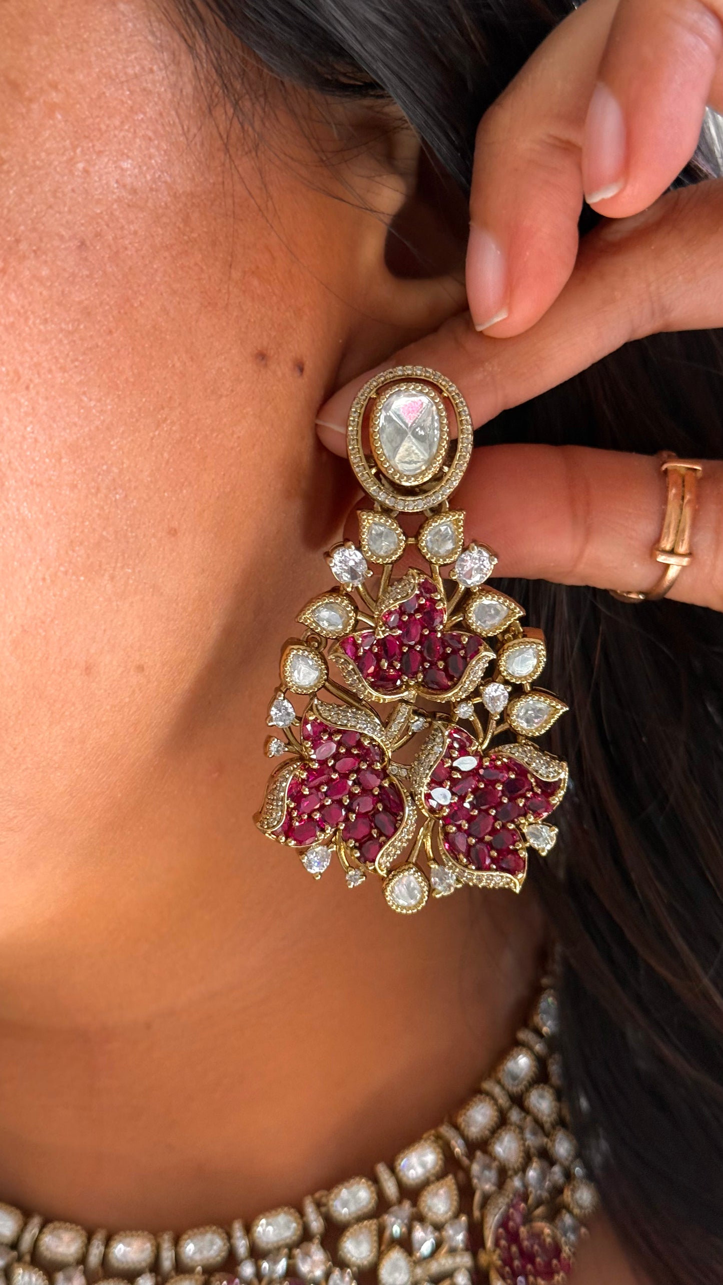 Ruby takkar victorian polki neckalce