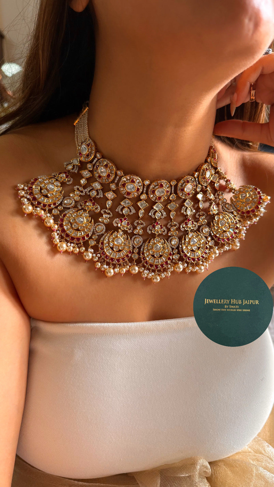 Heritage Ruby chand Bali heritage Choker set