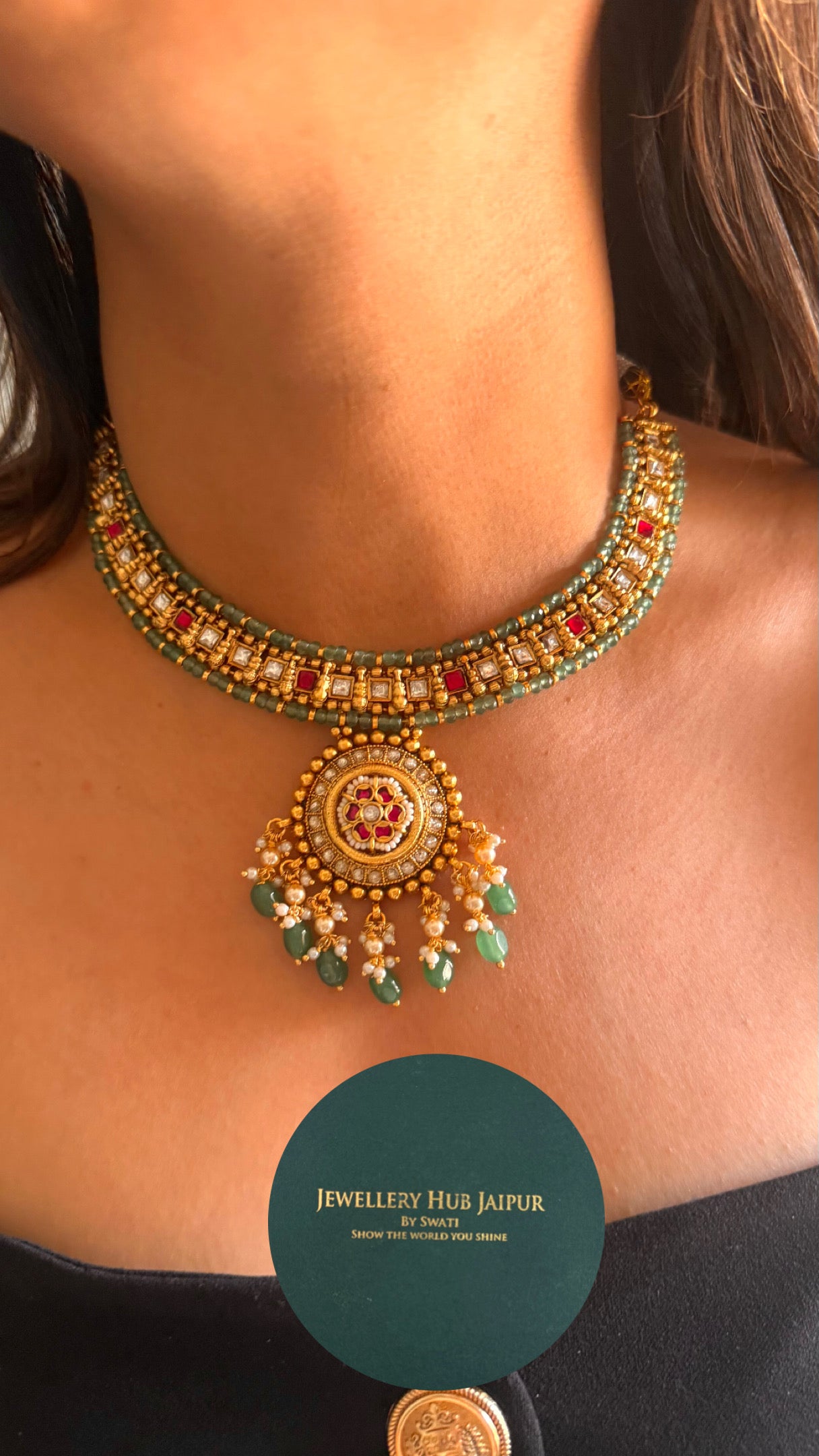 Mint Rajwada collar Necklace