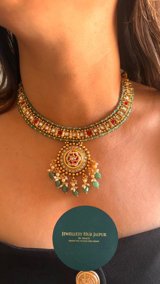 Mint Rajwada collar Necklace