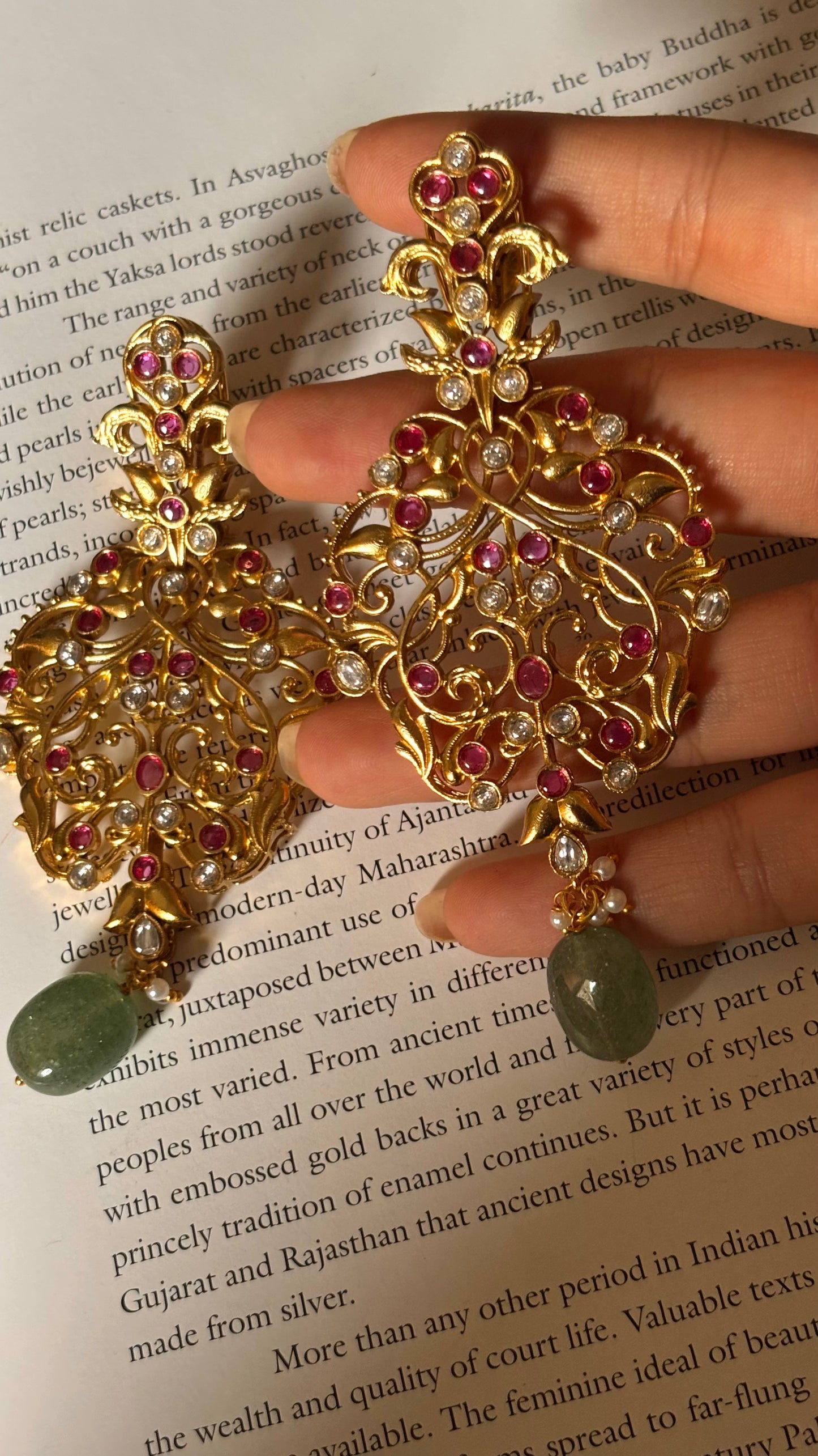 Rani pink gold danglers