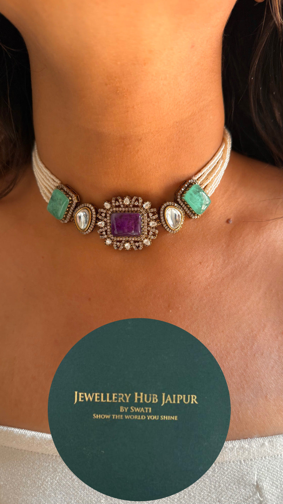 Tanzanite & sapphire minimalist Victorian necklace