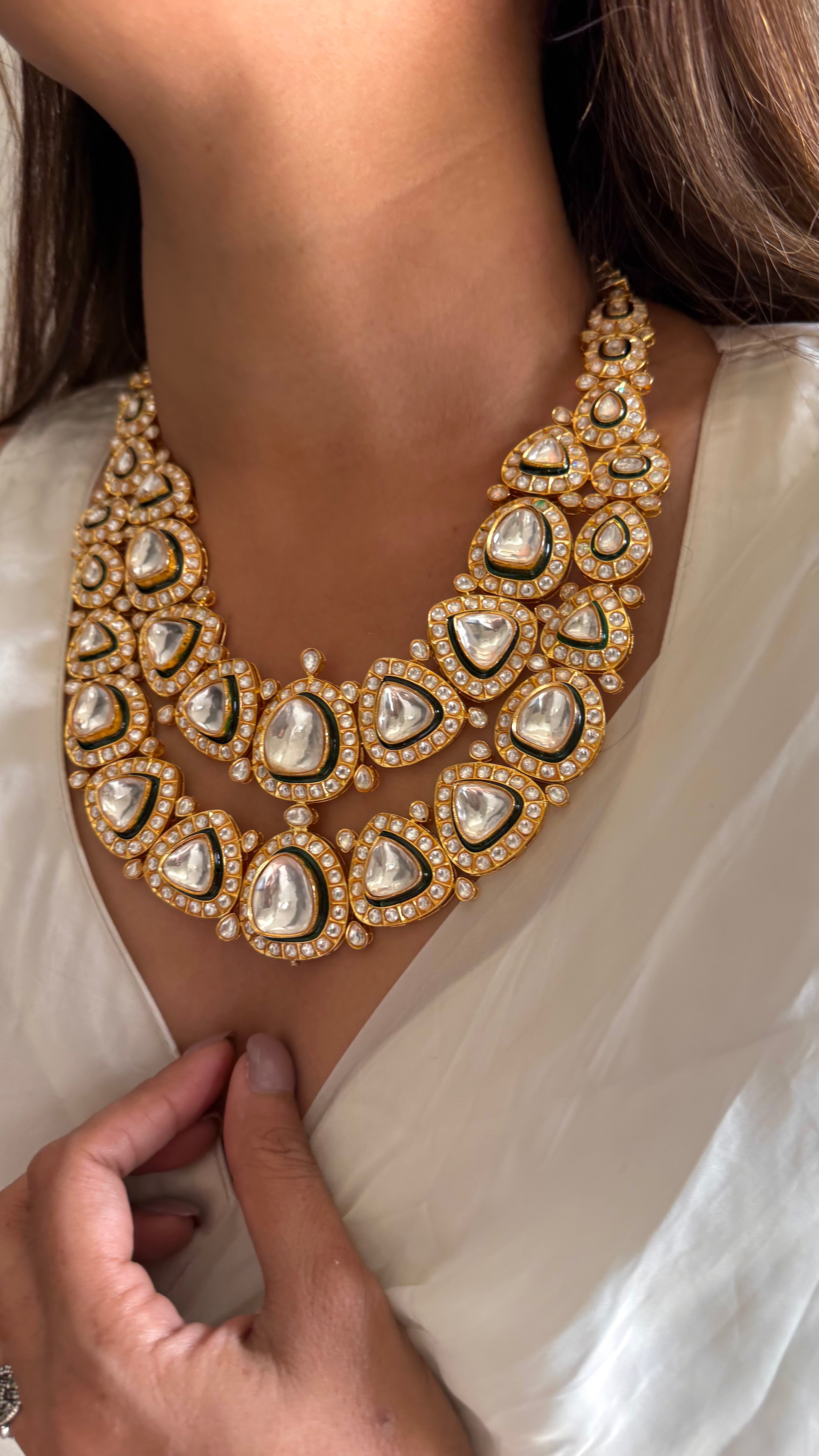 Rajeshwari Maharani Necklace with uncut polki and meenakari