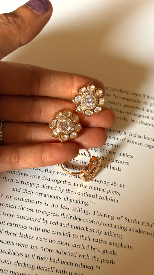 Floral moissanite stud & adjustable ring