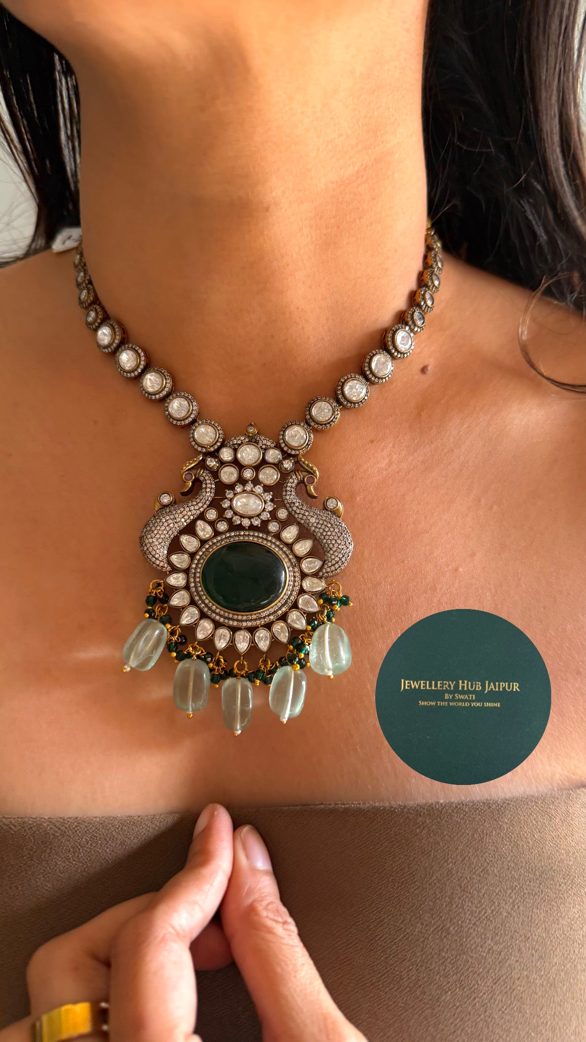 Emerald cocktail victorian necklace