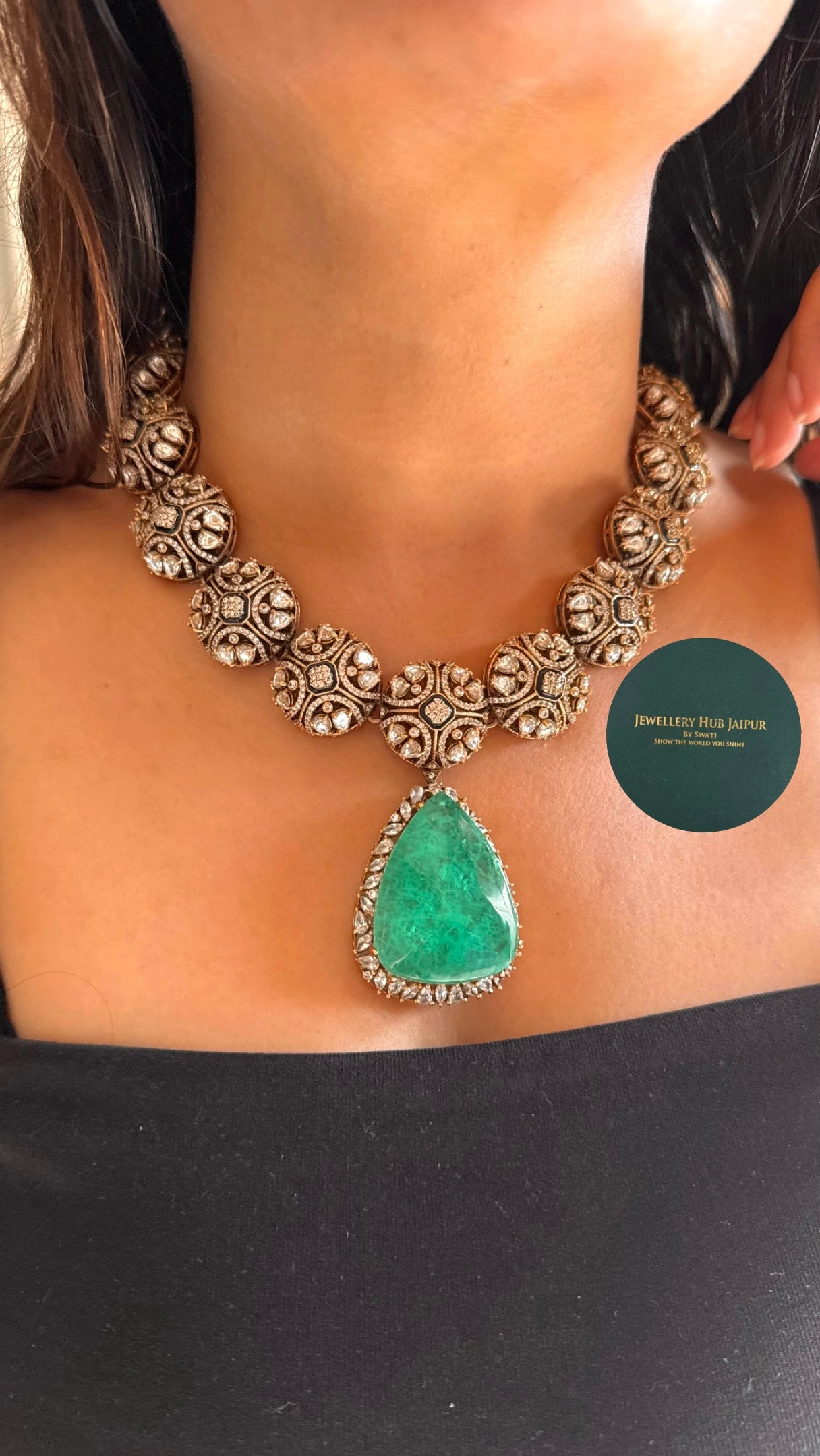 emerald stone statement necklace