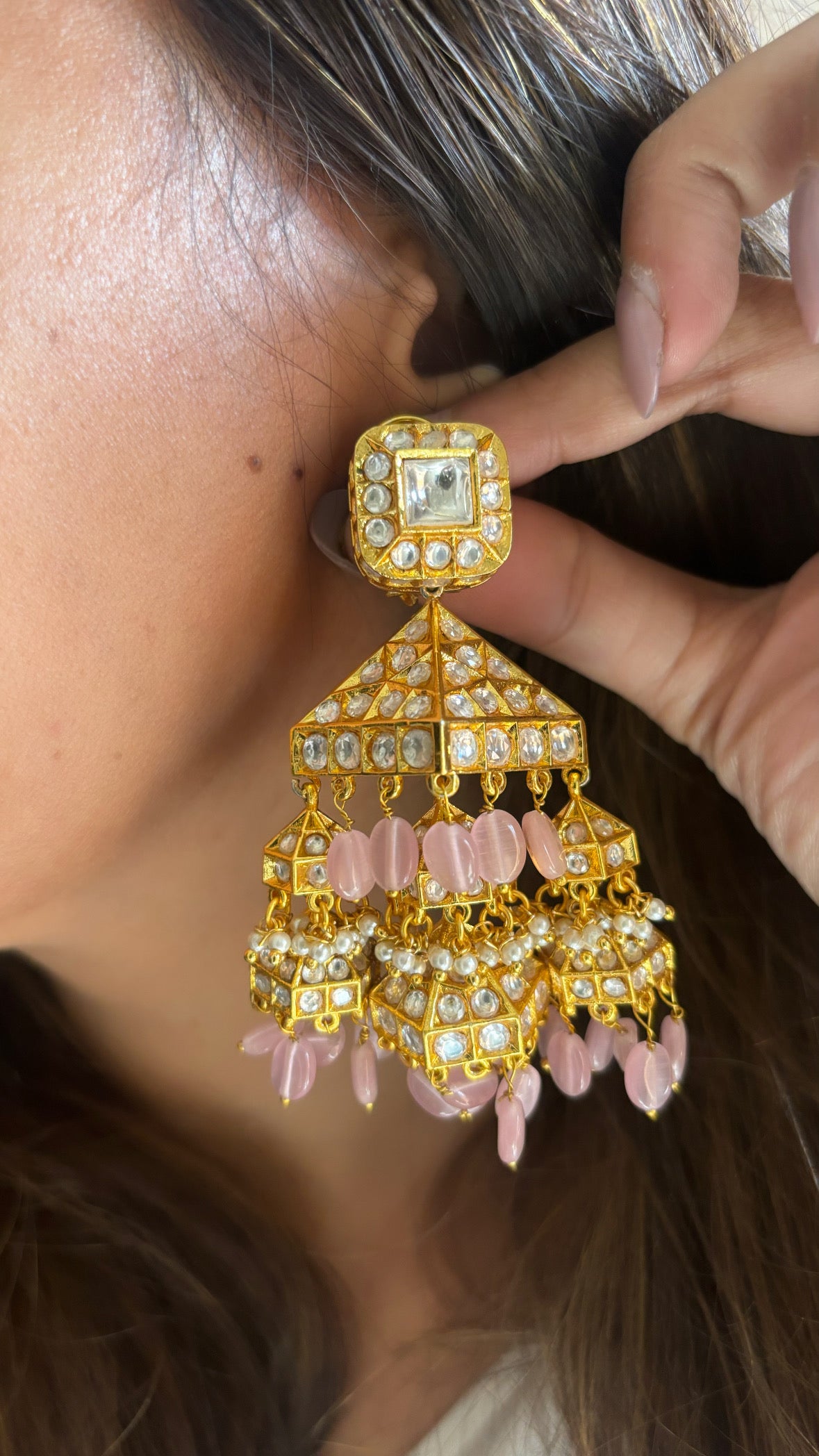 Blush pink tyaani danglers