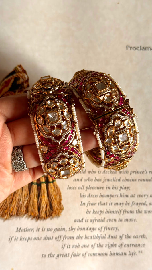 Rani pink moissanite golden bangle